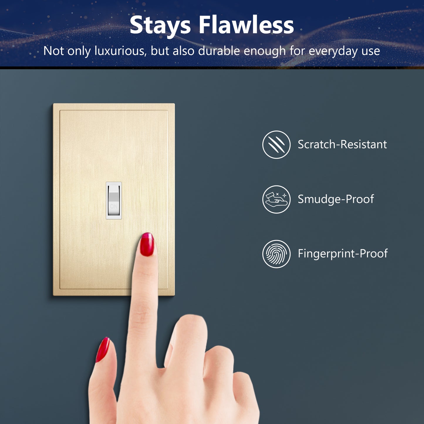 Screwless Toggle Wall Plate, 1 Gang, Mid Size