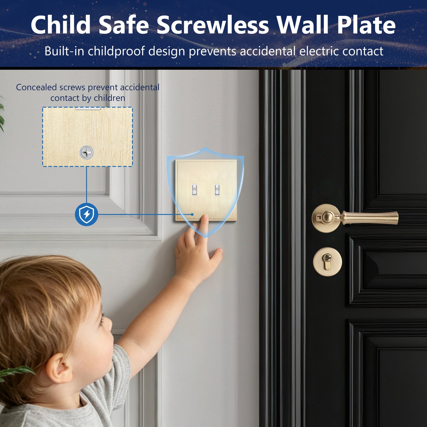 Screwless Toggle Wall Plate, 2-Gang, Mid-Size
