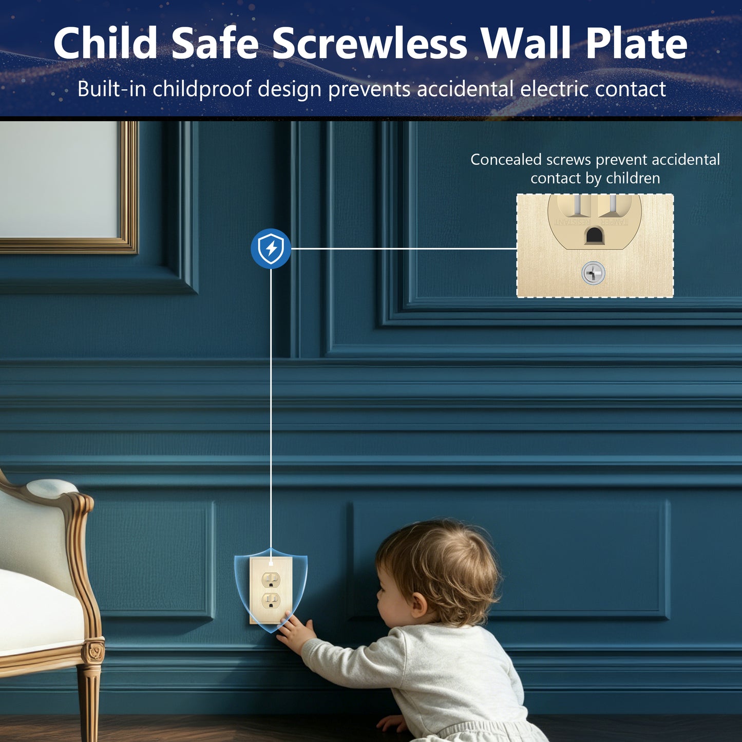 Screwless Decorator Wall Plate, 1-Gang, Mid-Size