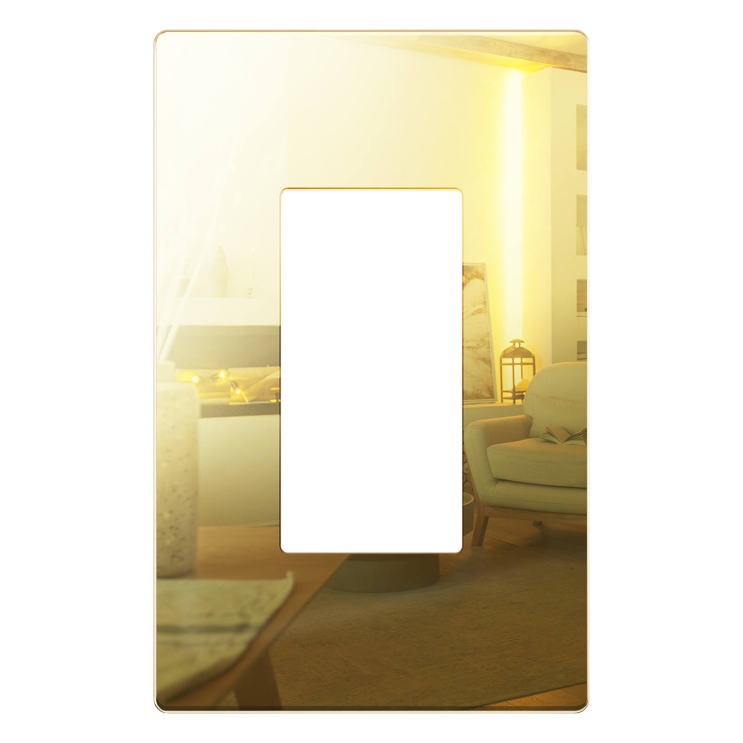 Decorator Screwless Wall Plate, Polycarbonate Thermoplastic/Mirrored Acrylic, Temperature and Impact Resistant, 1-Gang, Mid-Size