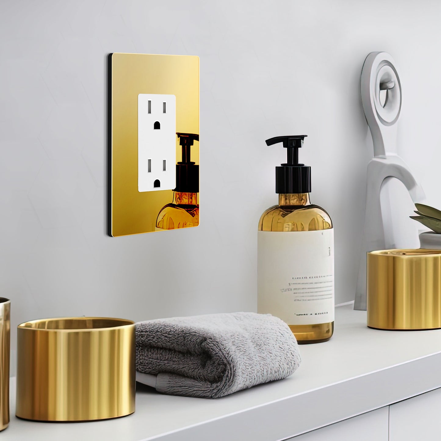 Decorator Screwless Wall Plate, Polycarbonate Thermoplastic/Mirrored Acrylic, Temperature and Impact Resistant, 1-Gang, Mid-Size