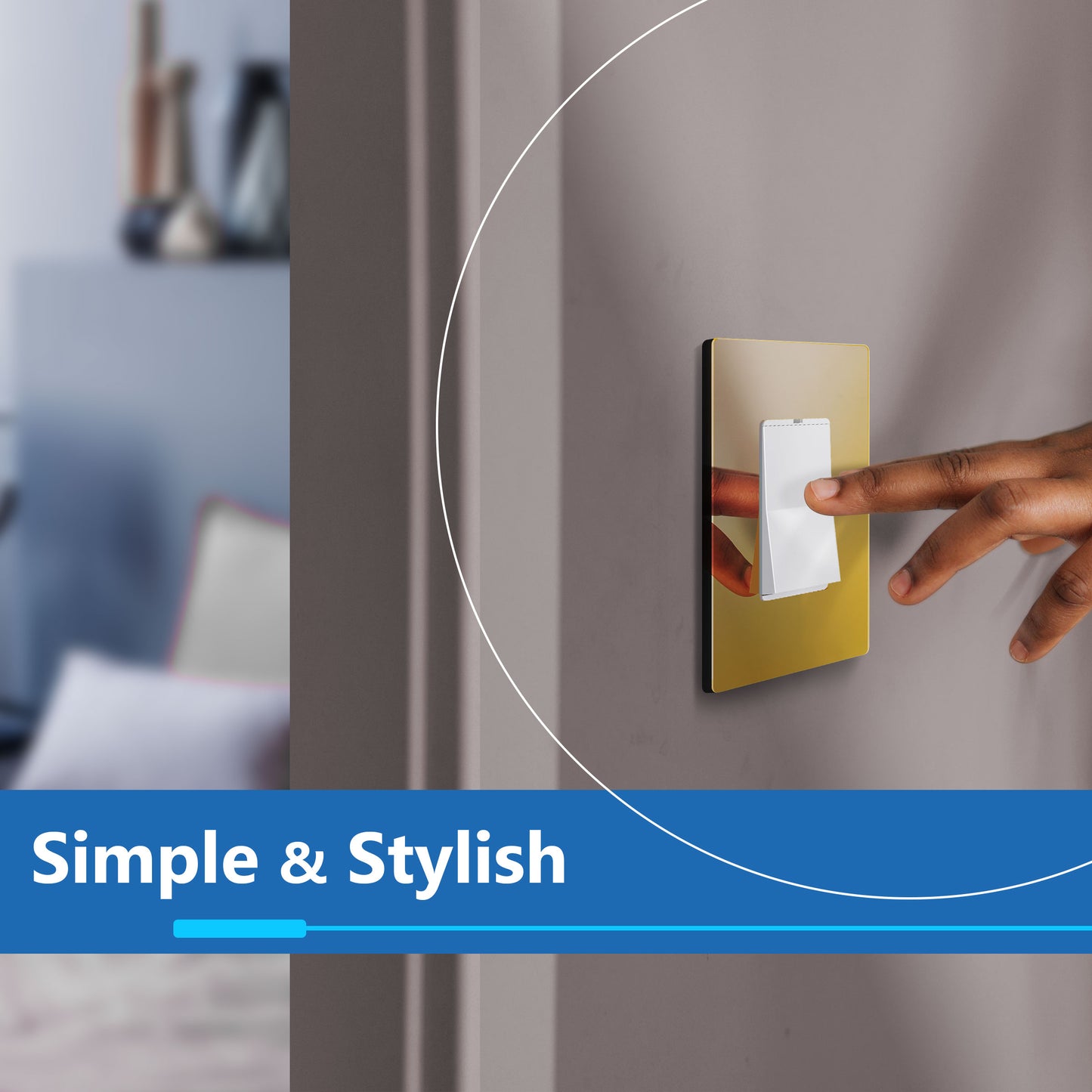 Decorator Screwless Wall Plate, Polycarbonate Thermoplastic/Mirrored Acrylic, Temperature and Impact Resistant, 1-Gang, Mid-Size