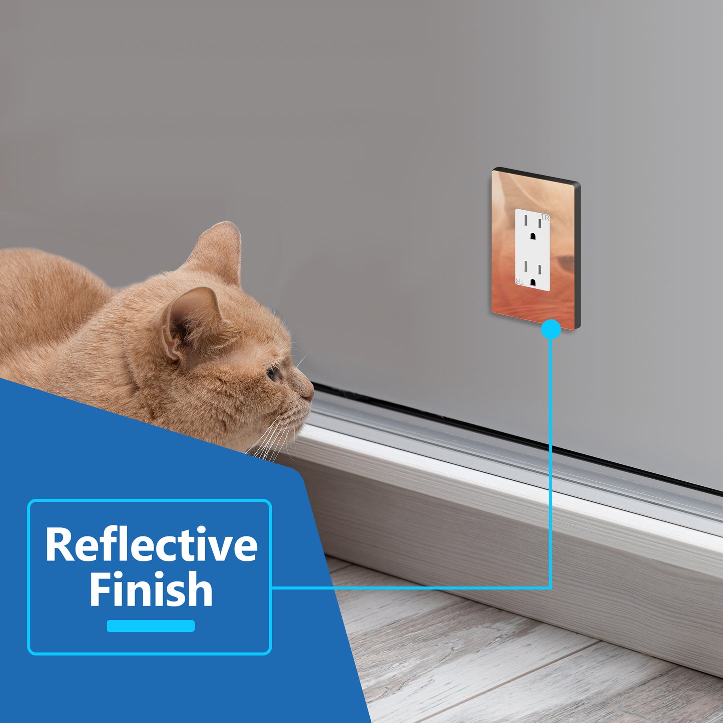 Decorator Screwless Wall Plate, Polycarbonate Thermoplastic/Mirrored Acrylic, Temperature and Impact Resistant, 1-Gang, Mid-Size