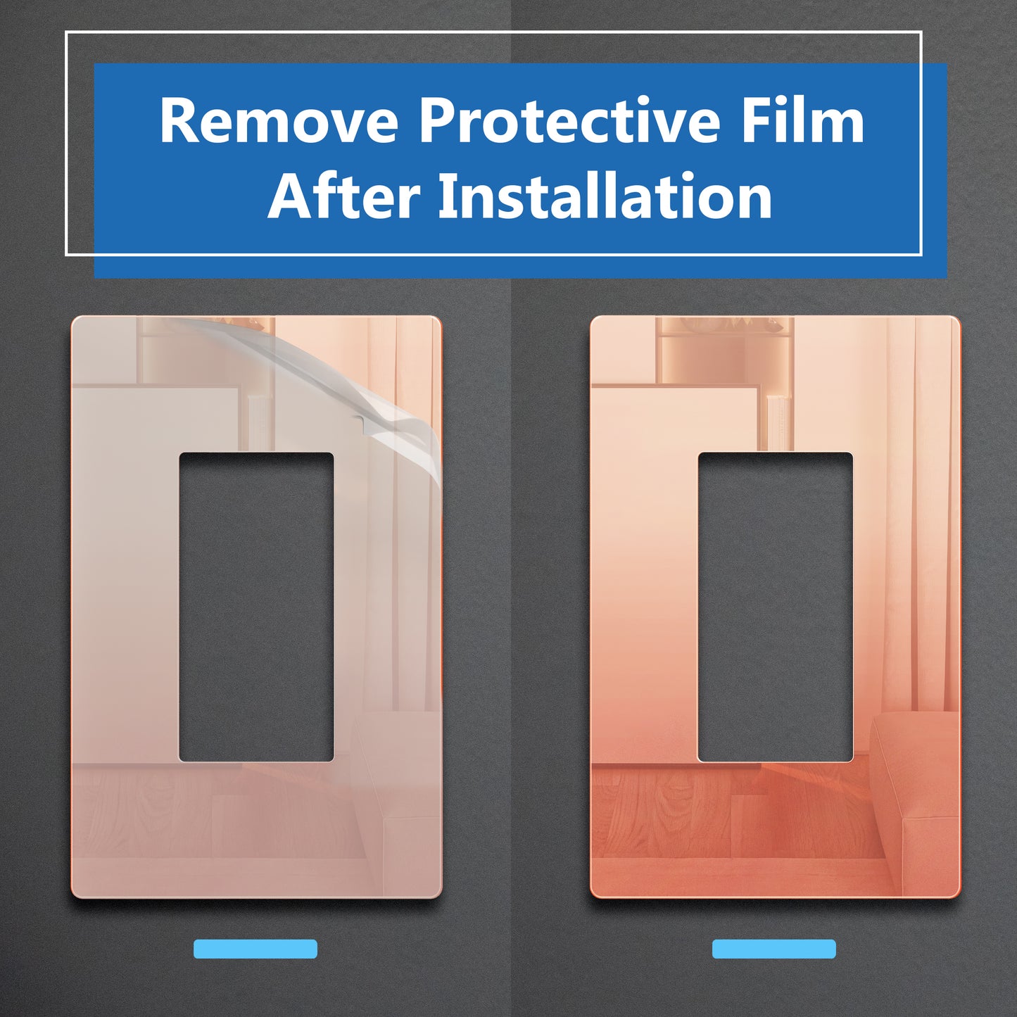 Decorator Screwless Wall Plate, Polycarbonate Thermoplastic/Mirrored Acrylic, Temperature and Impact Resistant, 1-Gang, Mid-Size