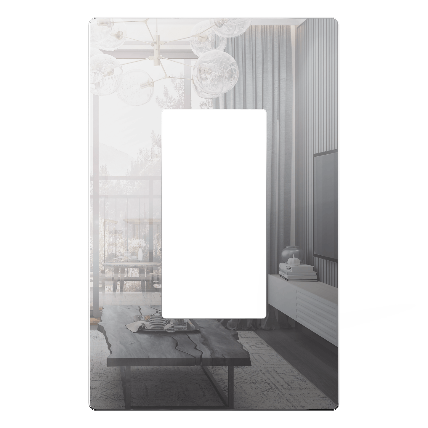 Decorator Screwless Wall Plate, Polycarbonate Thermoplastic/Mirrored Acrylic, Temperature and Impact Resistant, 1-Gang, Mid-Size