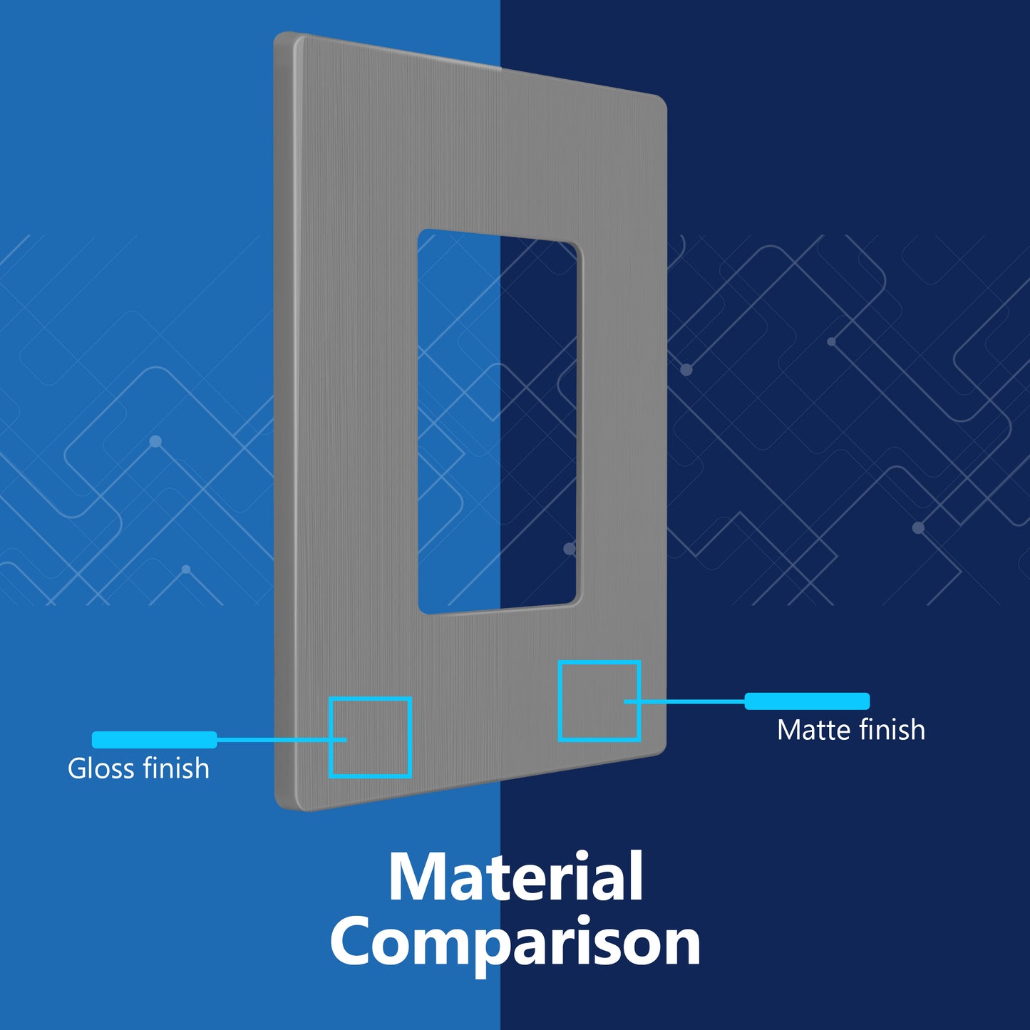 Decorator Screwless Wall Plate, Polycarbonate Thermoplastic/Mirrored Acrylic, Temperature and Impact Resistant, 1-Gang, Mid-Size