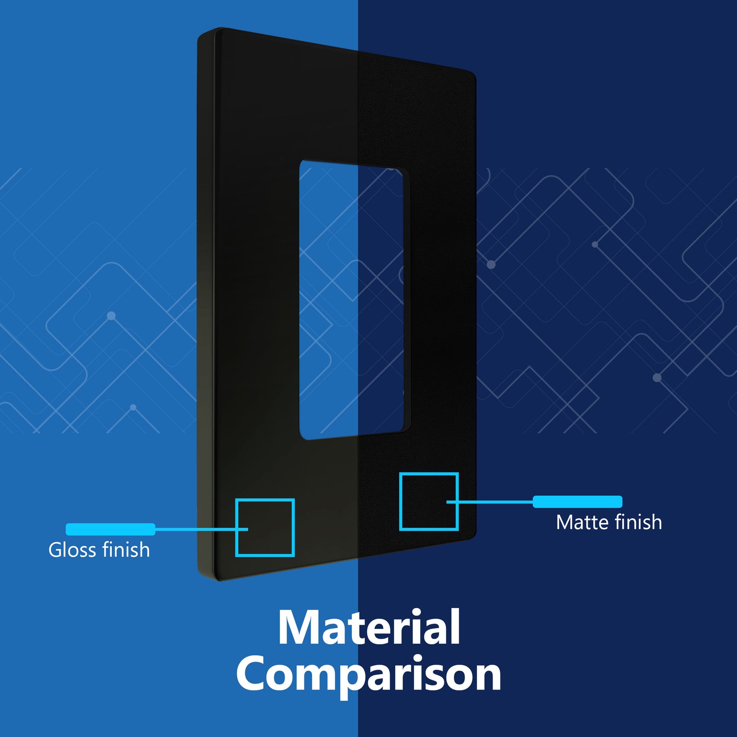 Decorator Screwless Wall Plate, Polycarbonate Thermoplastic/Mirrored Acrylic, Temperature and Impact Resistant, 1-Gang, Mid-Size