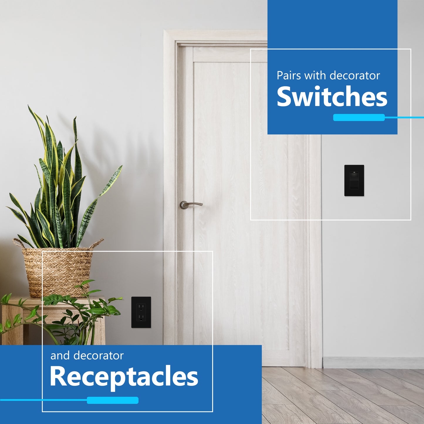 Decorator Screwless Wall Plate, Polycarbonate Thermoplastic/Mirrored Acrylic, Temperature and Impact Resistant, 1-Gang, Mid-Size