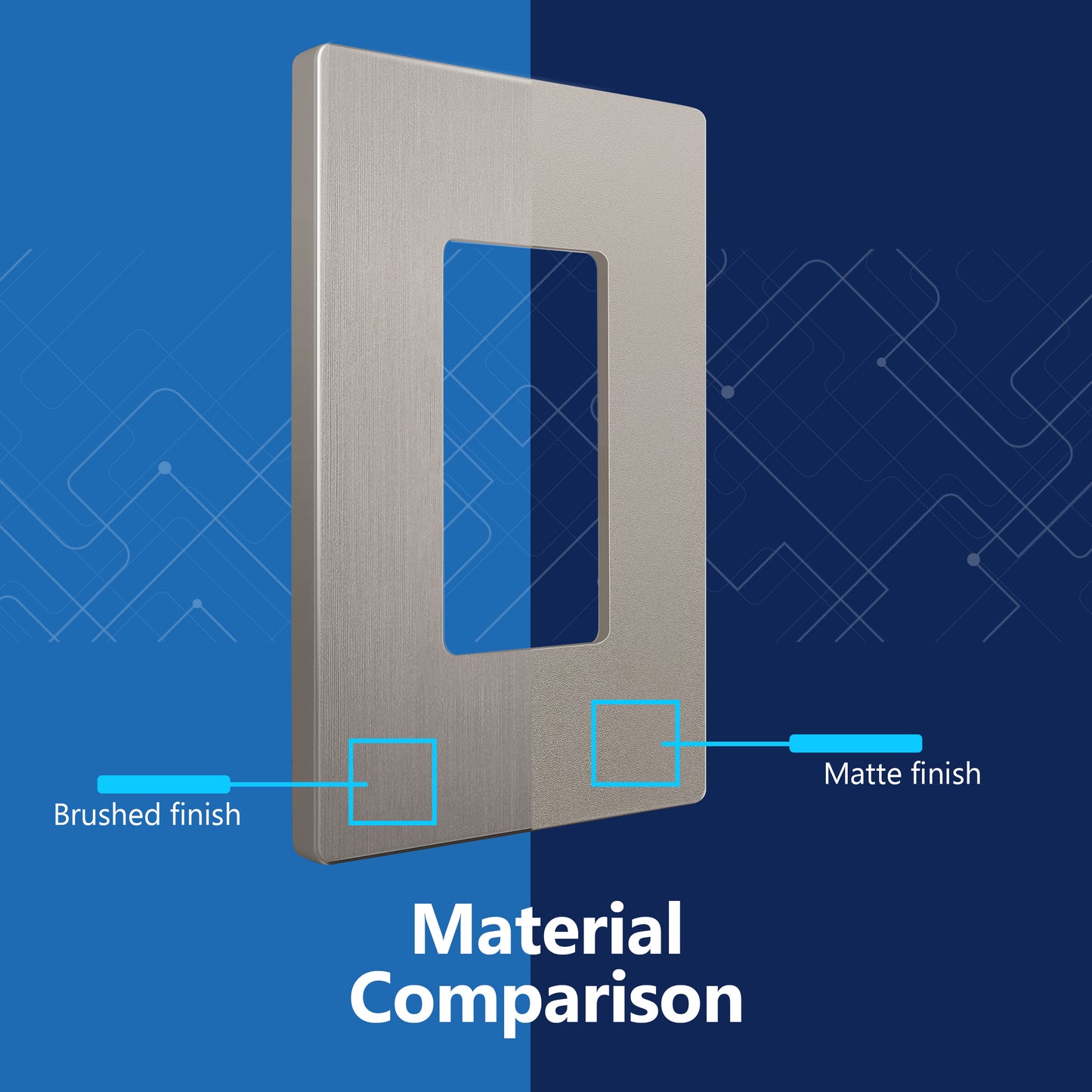 Decorator Screwless Wall Plate, Polycarbonate Thermoplastic/Mirrored Acrylic, Temperature and Impact Resistant, 1-Gang, Mid-Size