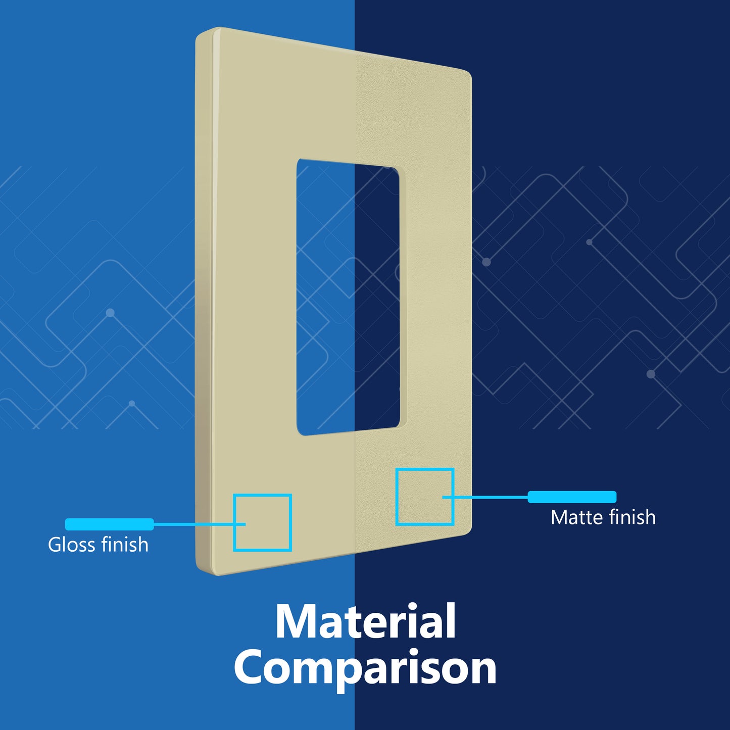 Decorator Screwless Wall Plate, Polycarbonate Thermoplastic/Mirrored Acrylic, Temperature and Impact Resistant, 1-Gang, Mid-Size