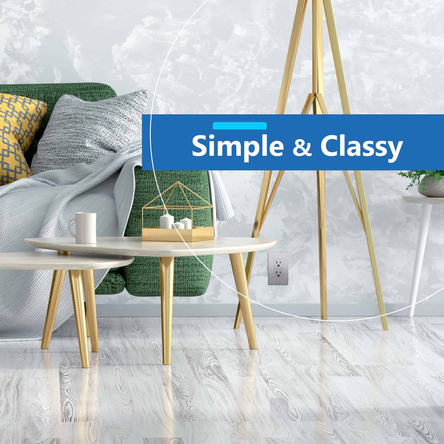 Decorator Screwless Wall Plate, Polycarbonate Thermoplastic/Mirrored Acrylic, Temperature and Impact Resistant, 1-Gang, Mid-Size