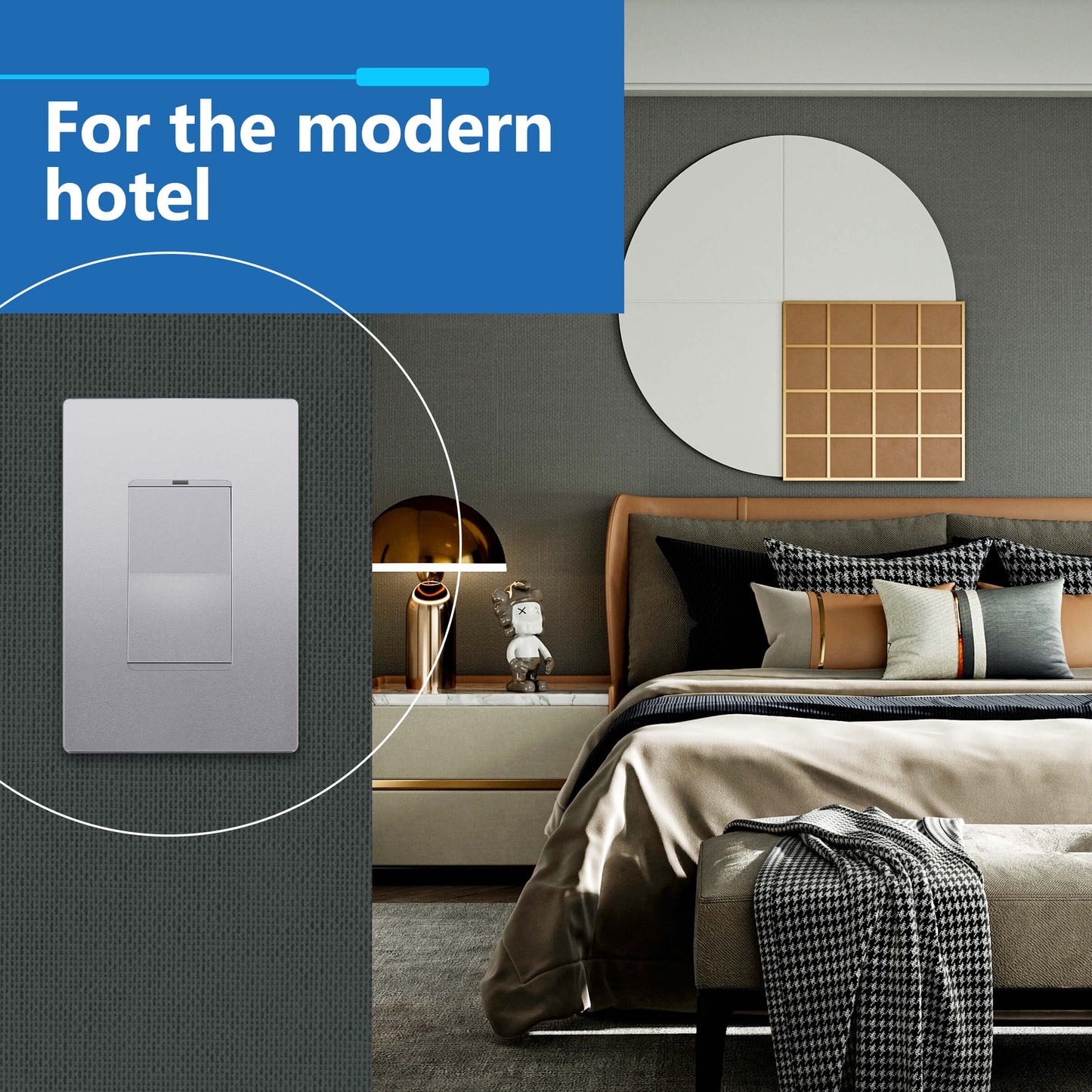 Decorator Screwless Wall Plate, Polycarbonate Thermoplastic/Mirrored Acrylic, Temperature and Impact Resistant, 1-Gang, Mid-Size