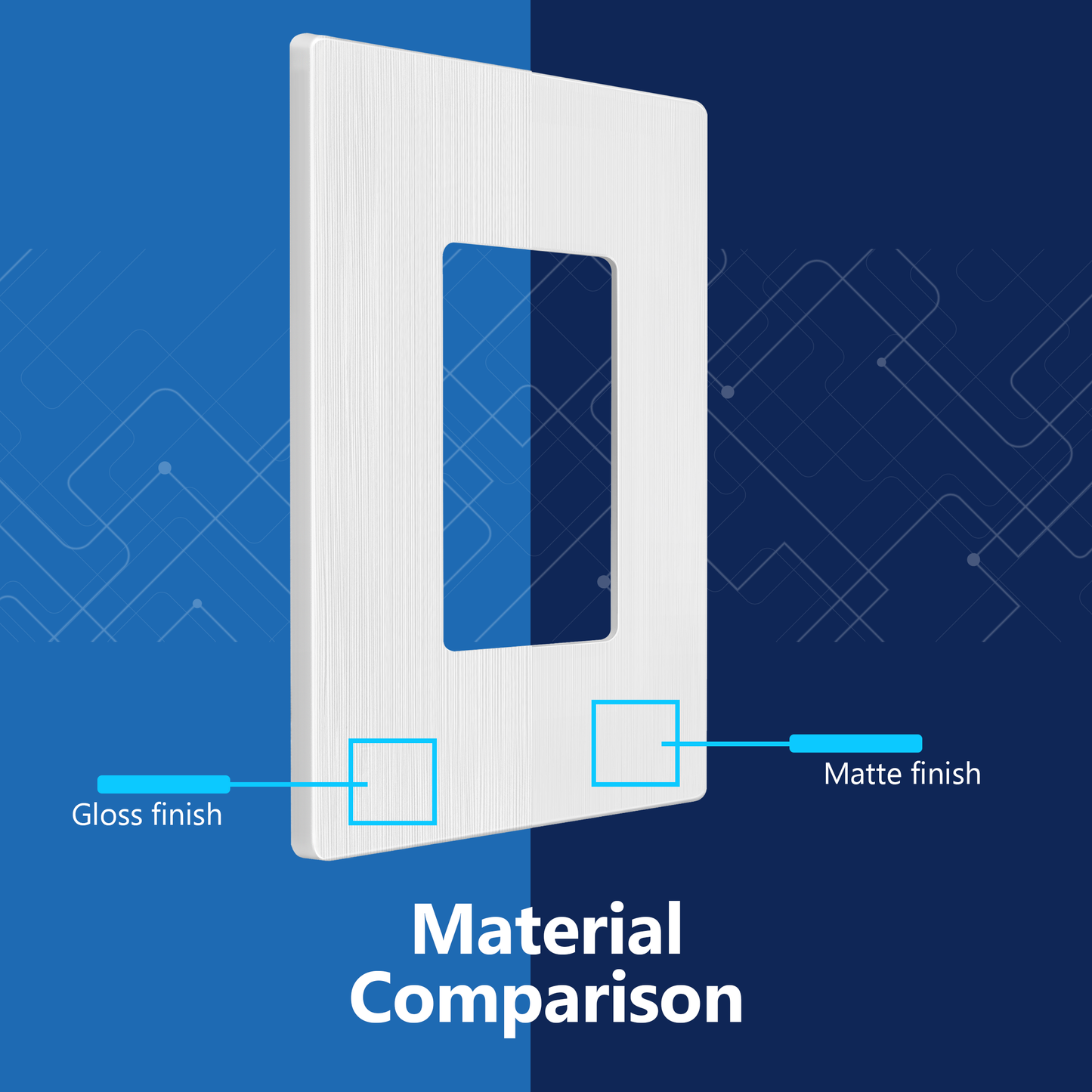 Decorator Screwless Wall Plate, Polycarbonate Thermoplastic/Mirrored Acrylic, Temperature and Impact Resistant, 1-Gang, Mid-Size