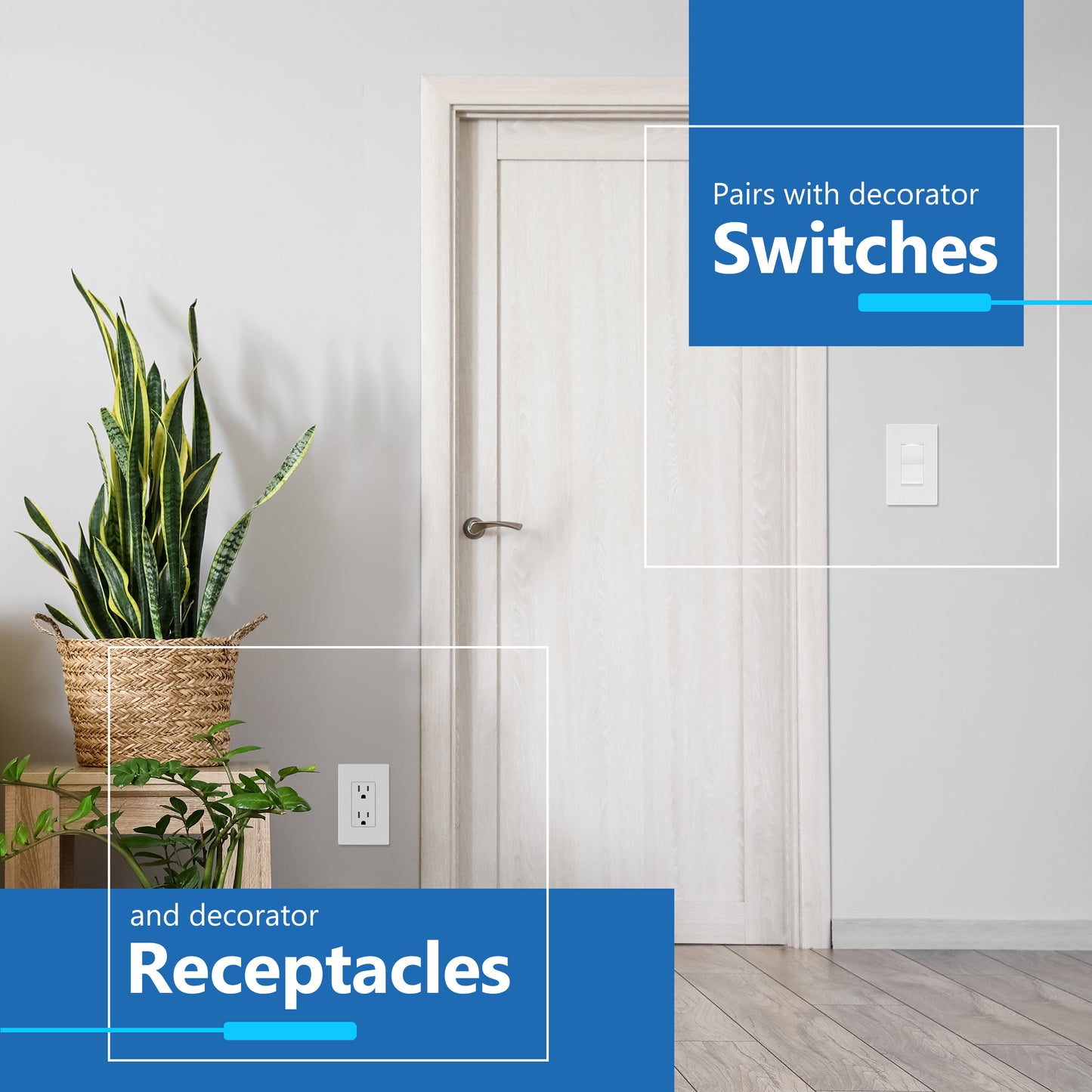 Decorator Screwless Wall Plate, Polycarbonate Thermoplastic/Mirrored Acrylic, Temperature and Impact Resistant, 1-Gang, Mid-Size