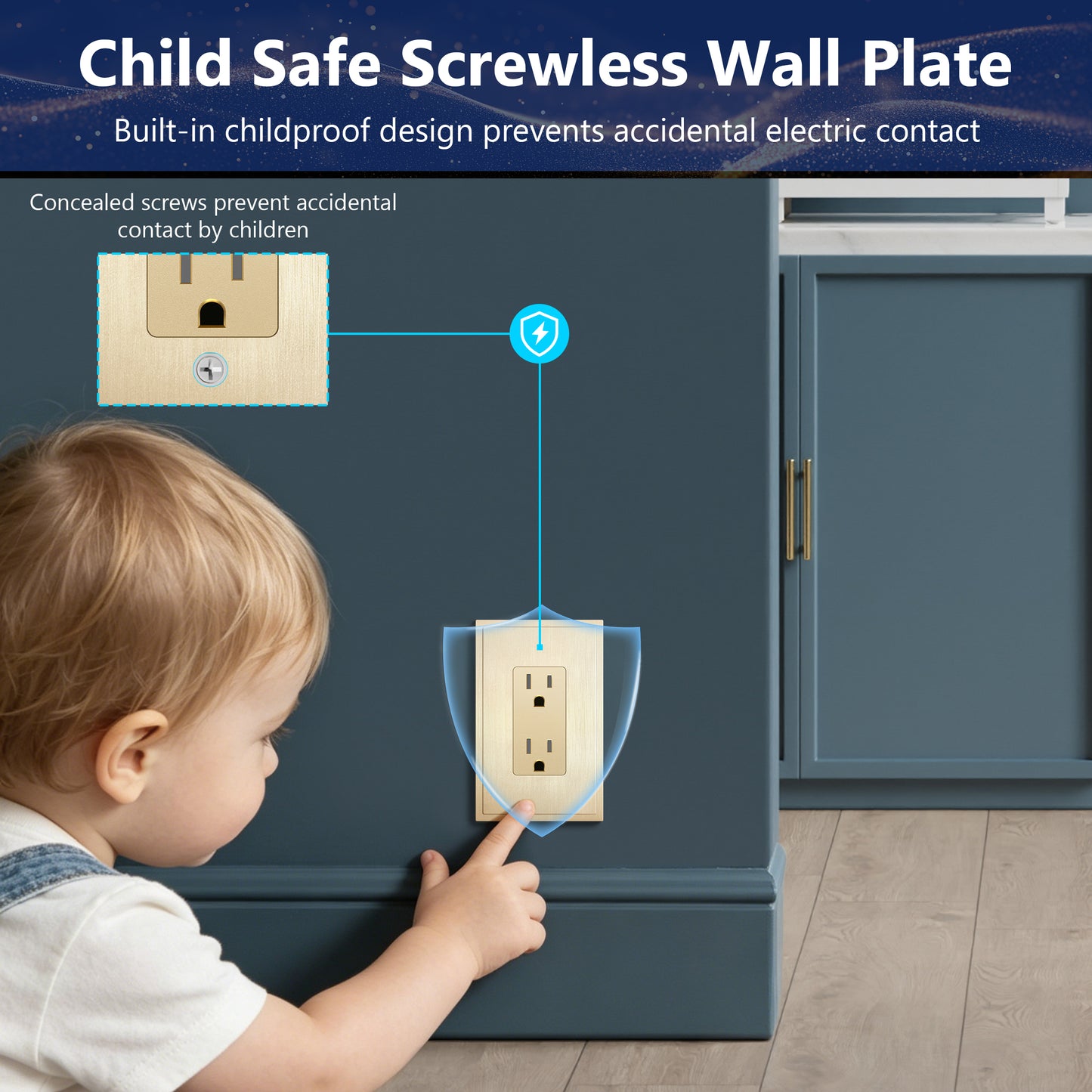 Decorator Screwless Wall Plate, Polycarbonate Thermoplastic/Mirrored Acrylic, Temperature and Impact Resistant, 1-Gang, Mid-Size