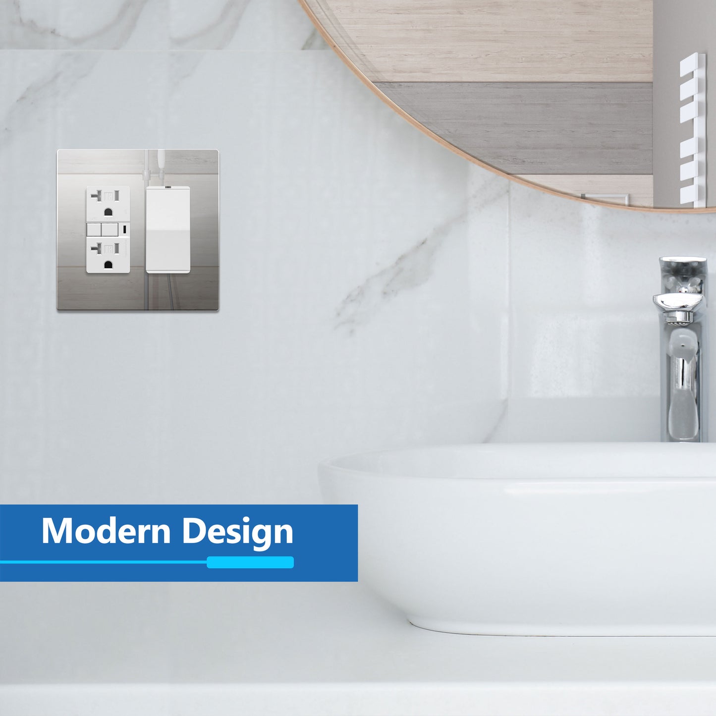 Screwless Acrylic Decorator Wall Plate, 2-Gang, Mid-Size