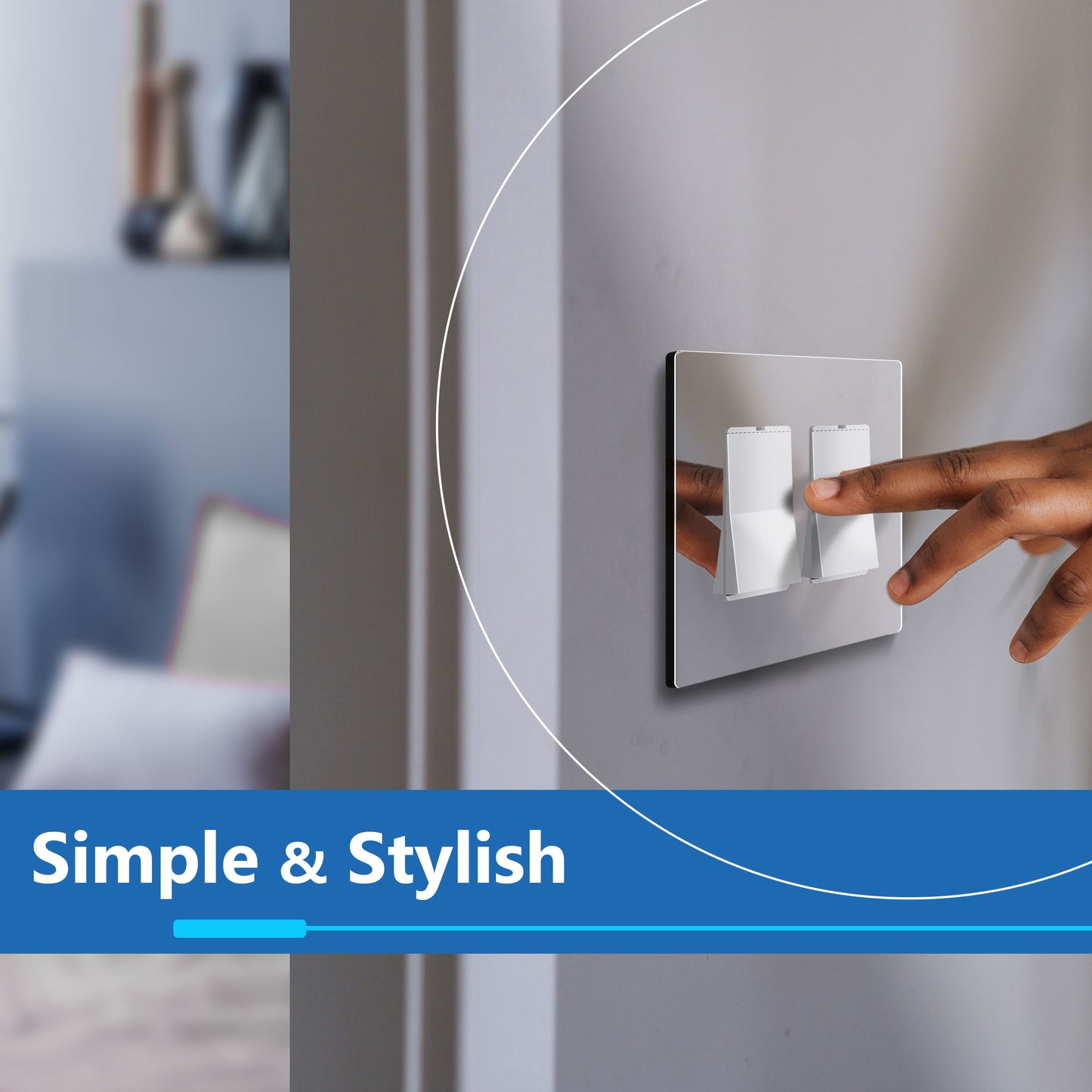 Screwless Acrylic Decorator Wall Plate, 2-Gang, Mid-Size