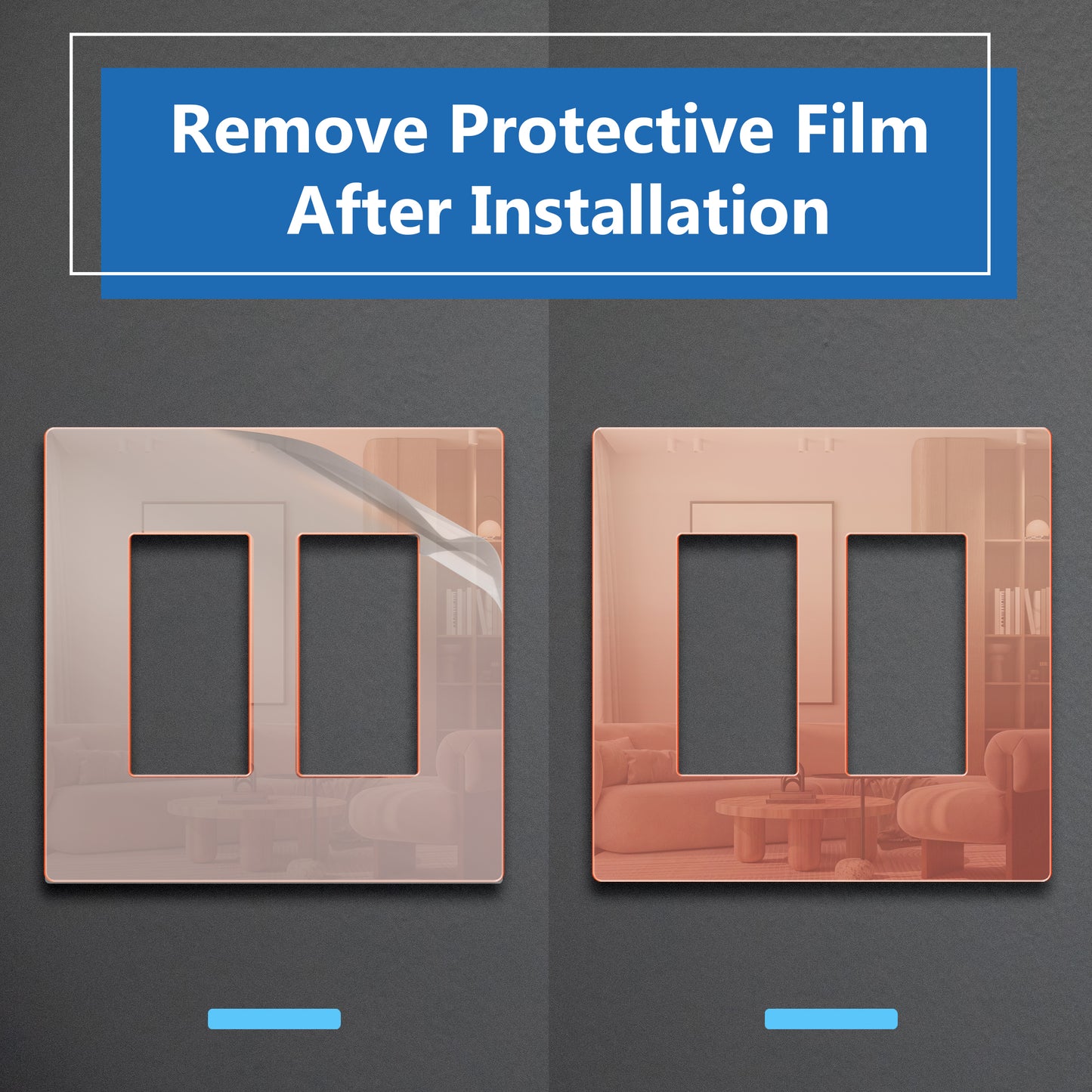 Screwless Acrylic Decorator Wall Plate, 2-Gang, Mid-Size