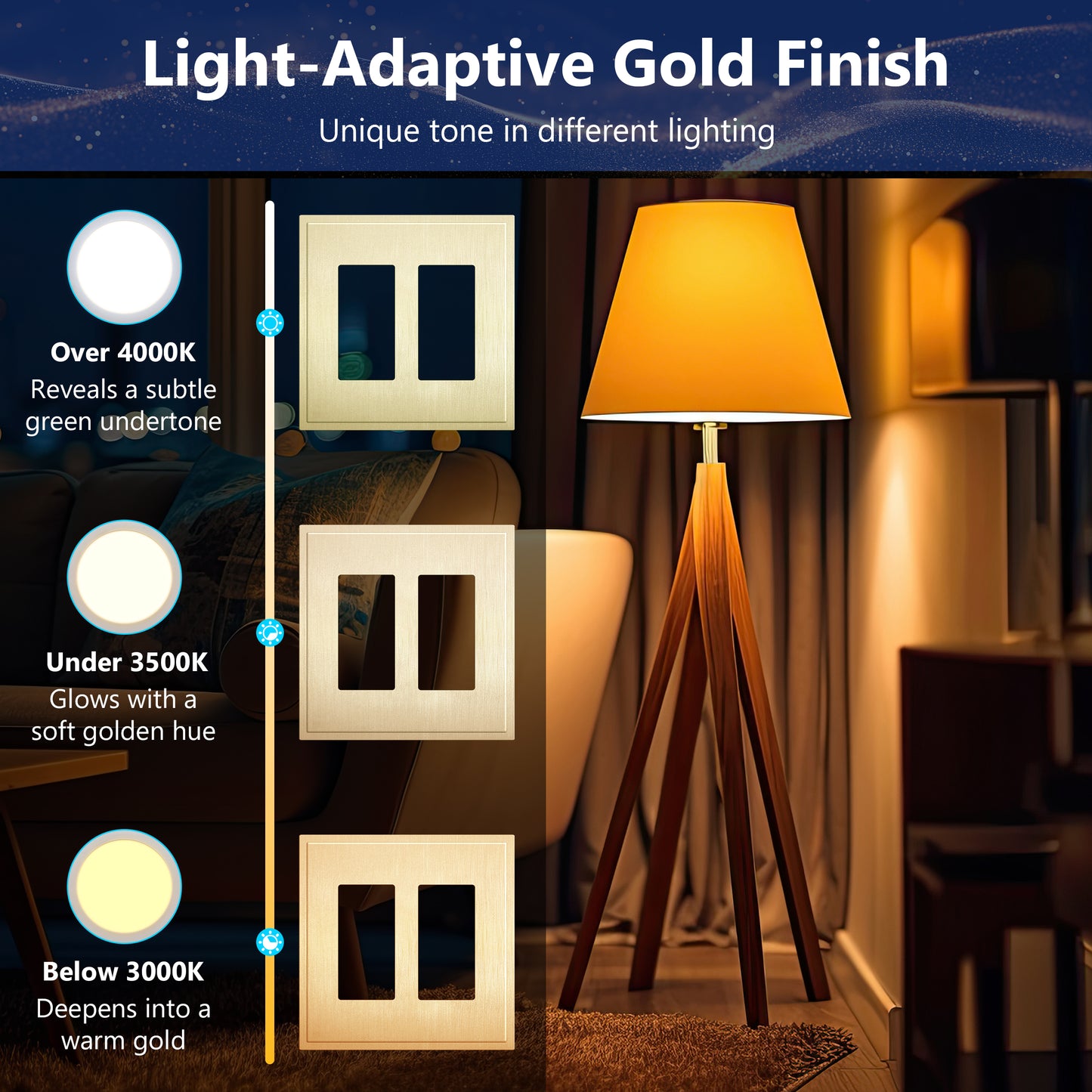 Decorator Screwless Wall Plate, Polycarbonate Thermoplastic/Mirrored Acrylic, Temperature and Impact Resistant, 2-Gang, Mid-Size