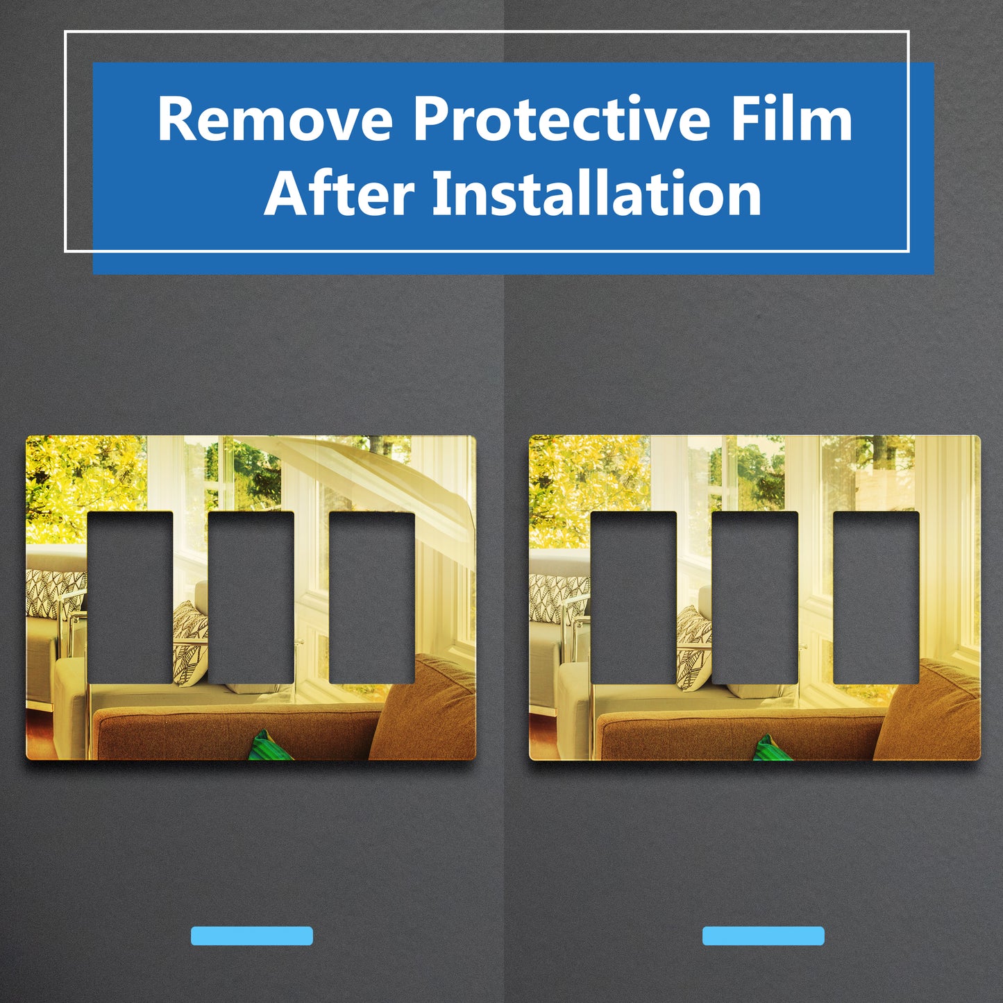 Screwless Acrylic Decorator Wall Plate, 3-Gang, Mid-Size