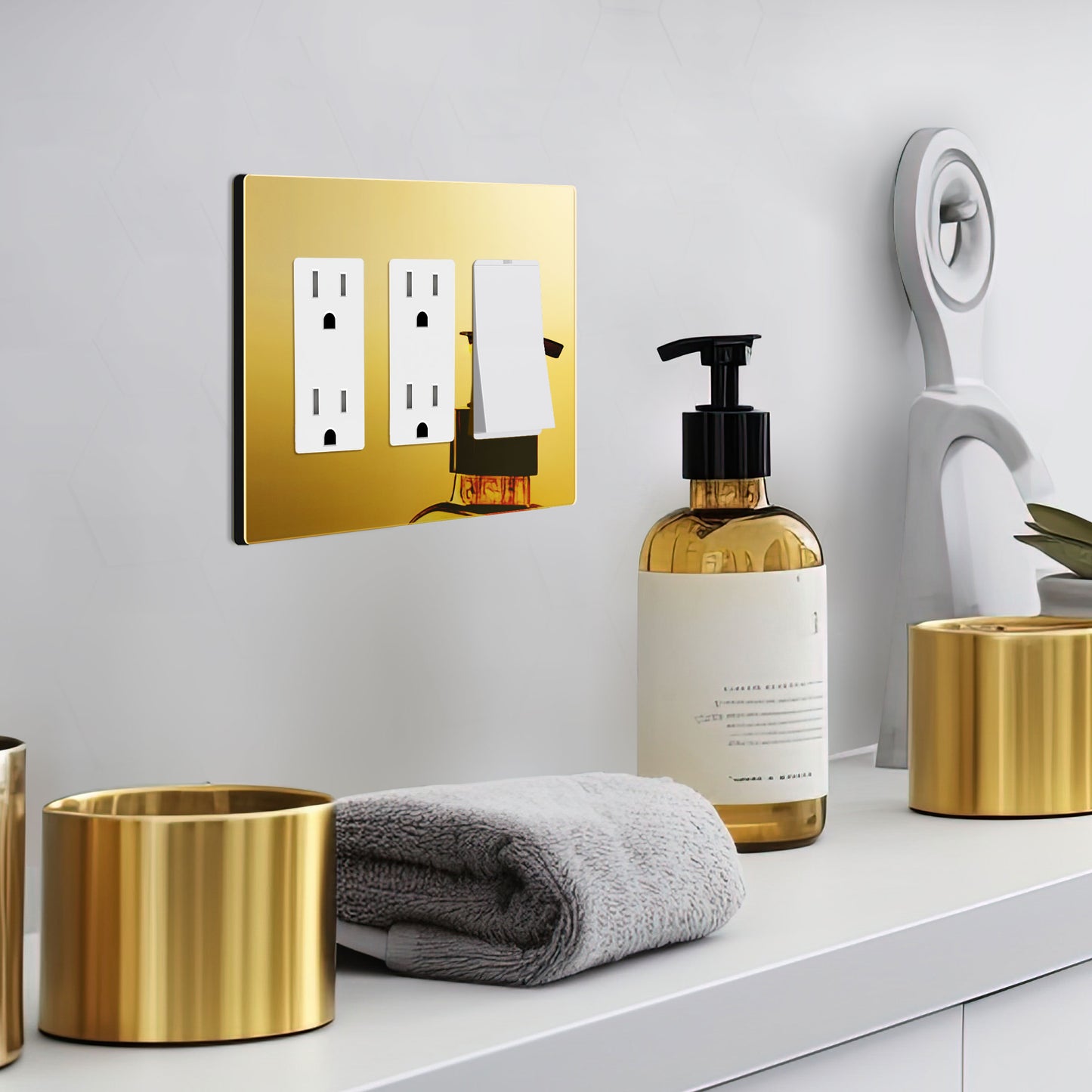 Screwless Acrylic Decorator Wall Plate, 3-Gang, Mid-Size
