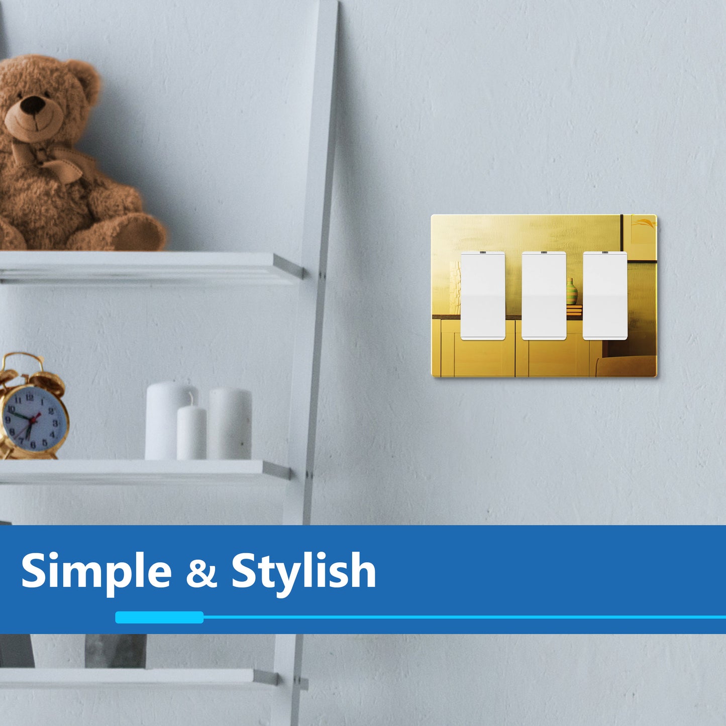 Screwless Acrylic Decorator Wall Plate, 3-Gang, Mid-Size