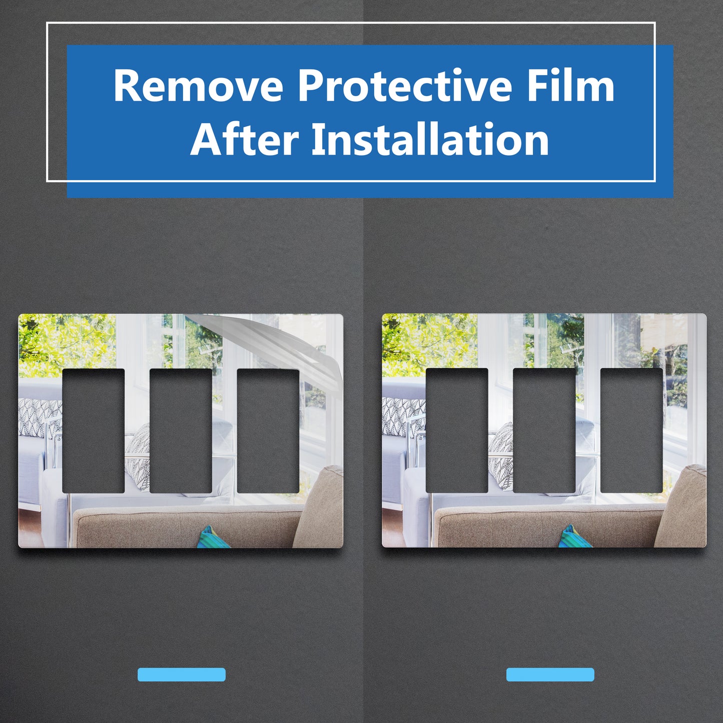 Screwless Acrylic Decorator Wall Plate, 3-Gang, Mid-Size