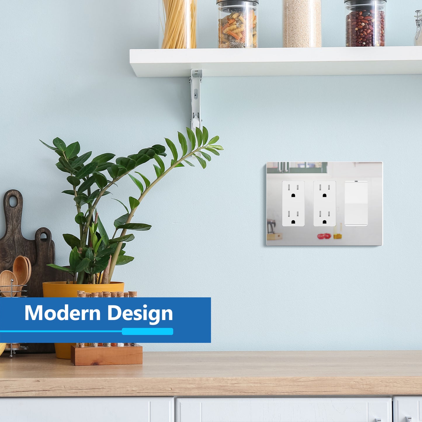 Screwless Acrylic Decorator Wall Plate, 3-Gang, Mid-Size