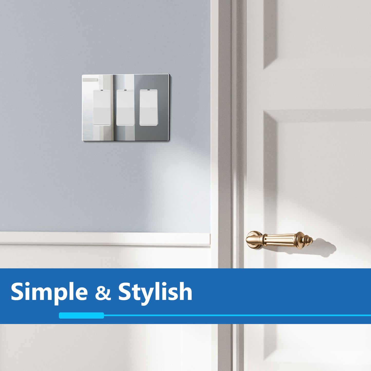 Screwless Acrylic Decorator Wall Plate, 3-Gang, Mid-Size