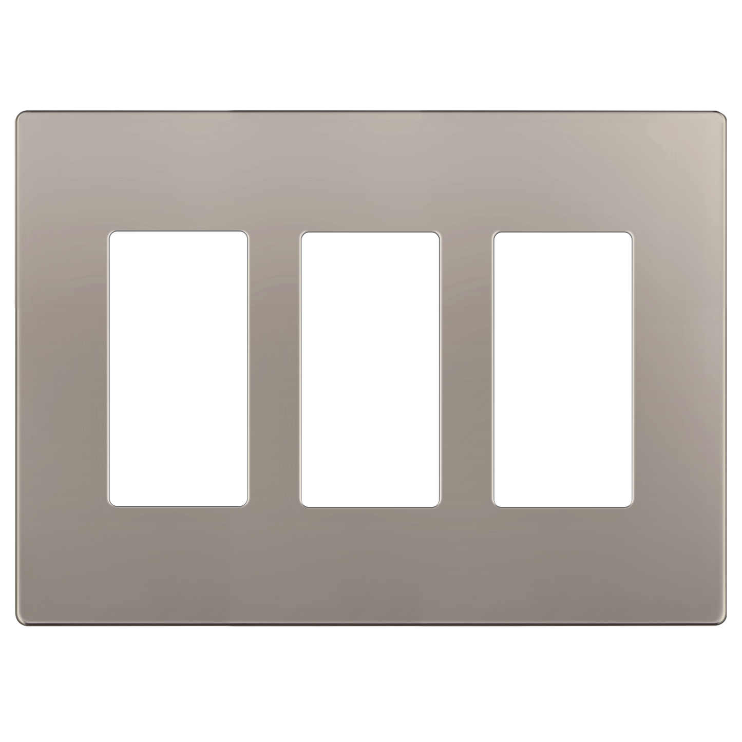 Decorator Screwless Wall Plate, Polycarbonate Thermoplastic/Mirrored Acrylic, Temperature and Impact Resistant, 3-Gang, Mid-Size