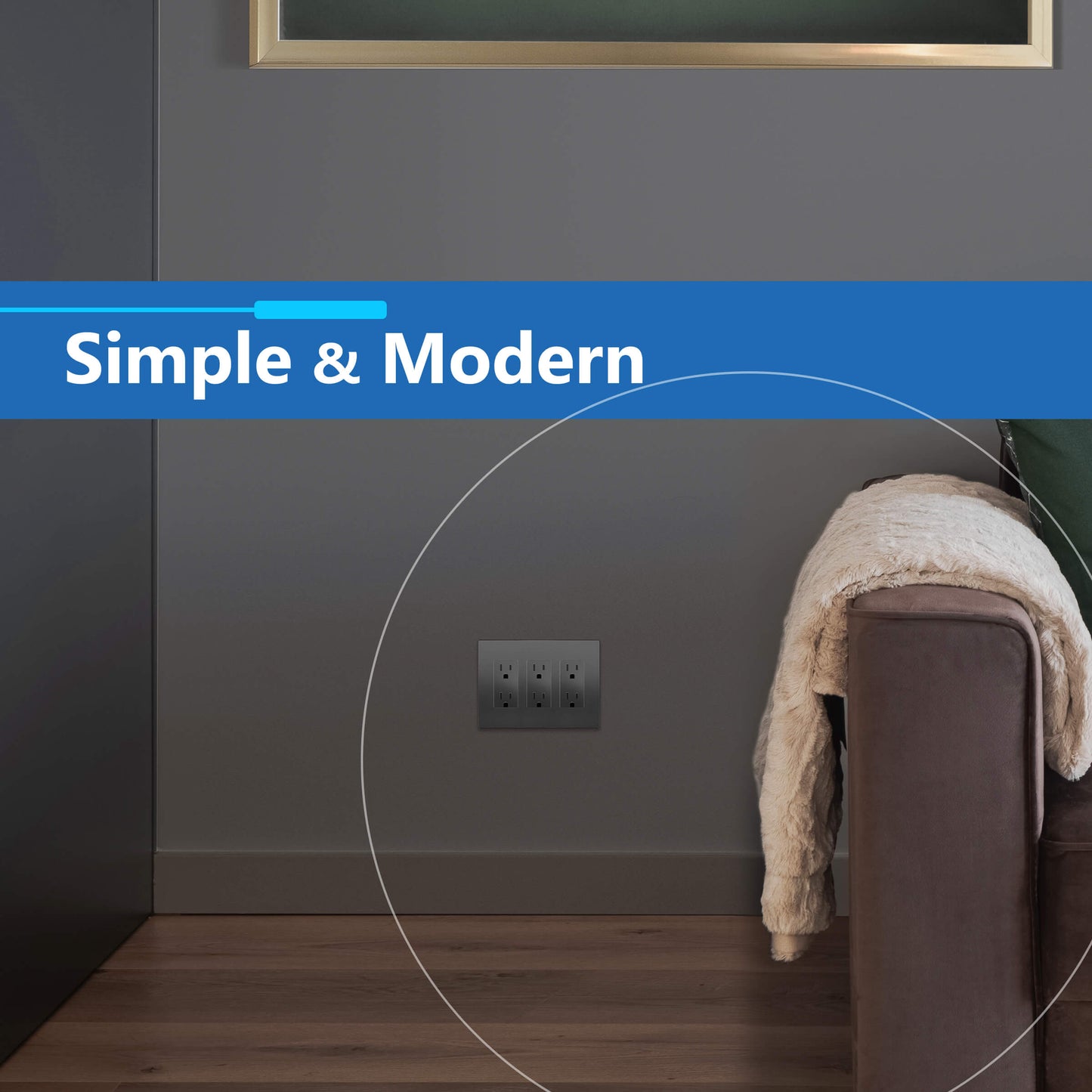 Decorator Screwless Wall Plate, Polycarbonate Thermoplastic/Mirrored Acrylic, Temperature and Impact Resistant, 3-Gang, Mid-Size