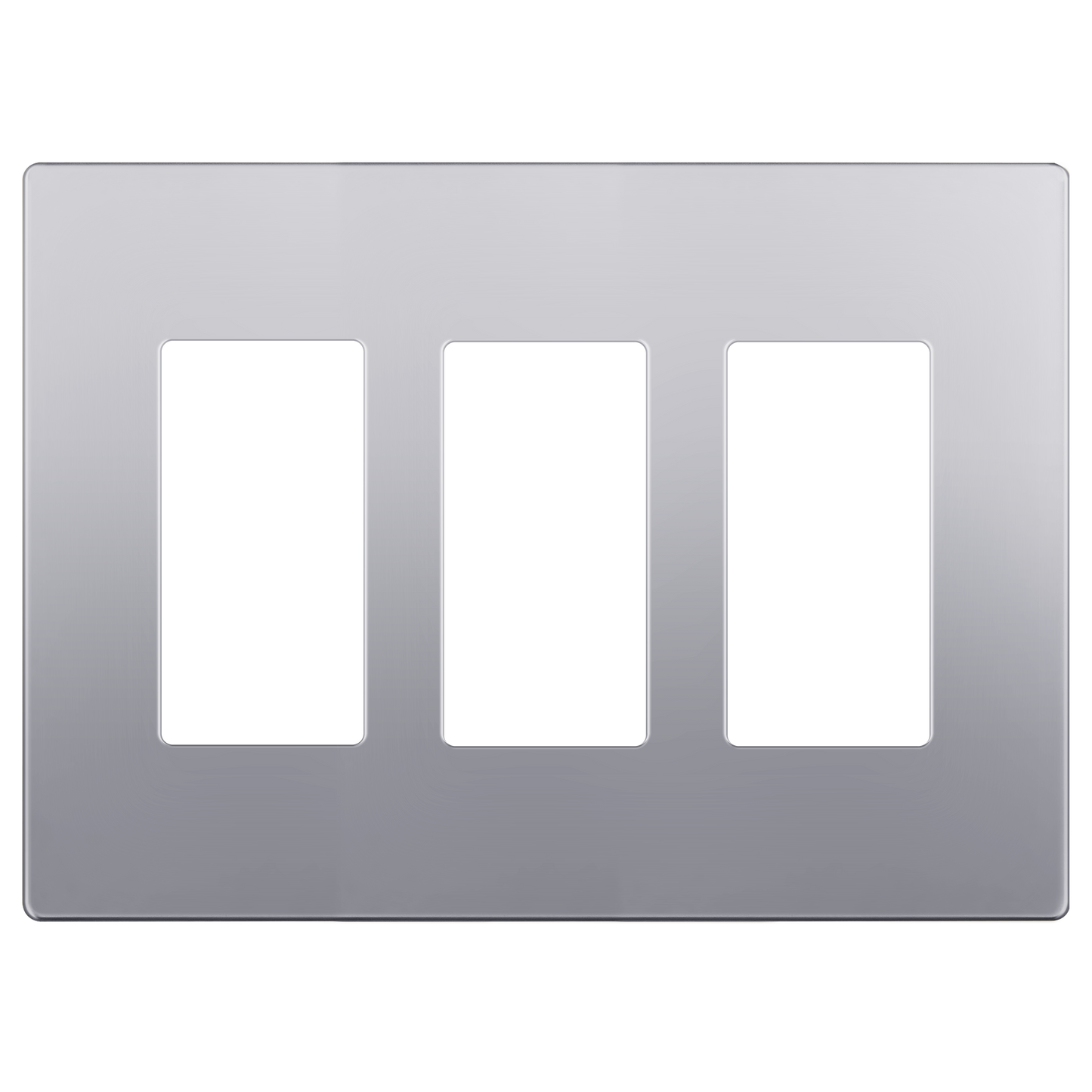 Decorator Screwless Wall Plate, Polycarbonate Thermoplastic/Mirrored Acrylic, Temperature and Impact Resistant, 3-Gang, Mid-Size