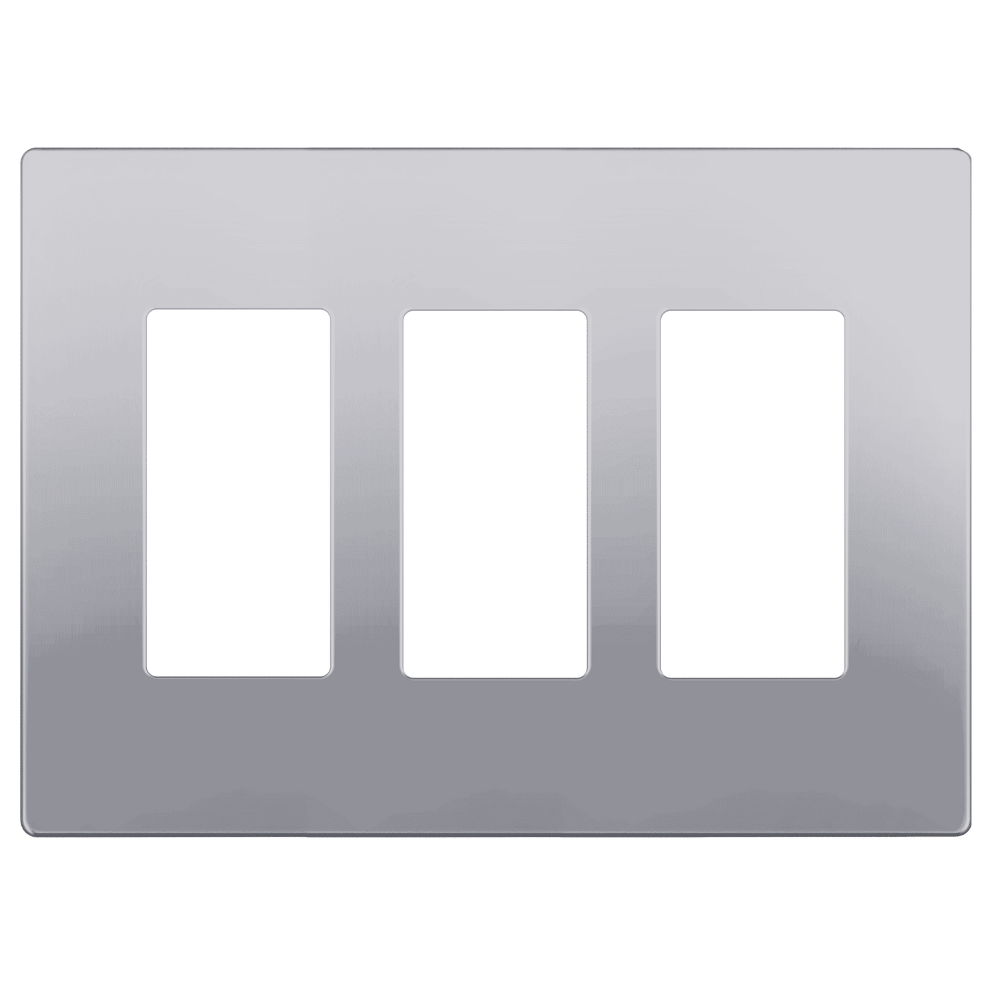Decorator Screwless Wall Plate, Polycarbonate Thermoplastic/Mirrored Acrylic, Temperature and Impact Resistant, 3-Gang, Mid-Size