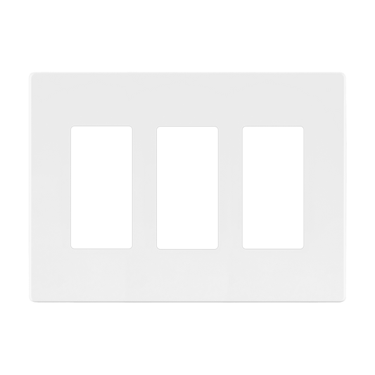 Decorator Screwless Wall Plate, Polycarbonate Thermoplastic/Mirrored Acrylic, Temperature and Impact Resistant, 3-Gang, Mid-Size