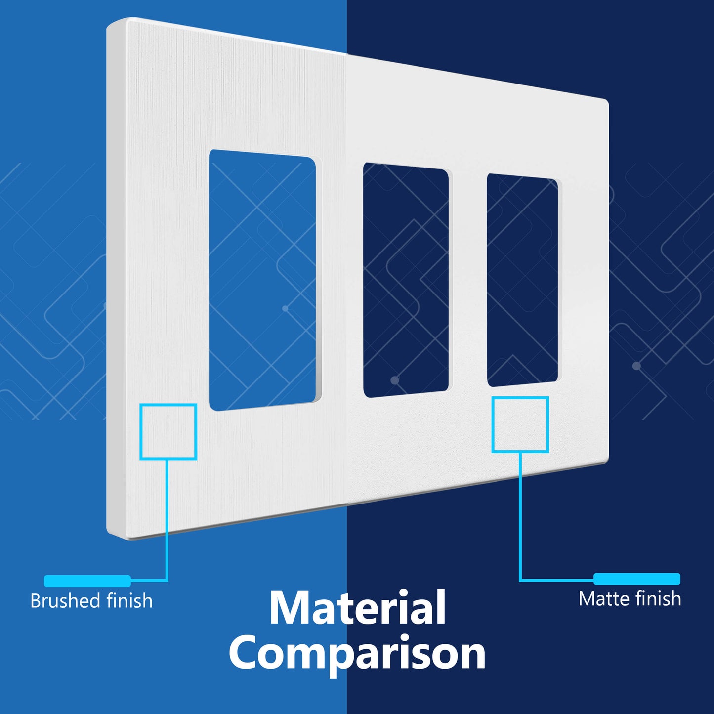 Decorator Screwless Wall Plate, Polycarbonate Thermoplastic/Mirrored Acrylic, Temperature and Impact Resistant, 3-Gang, Mid-Size