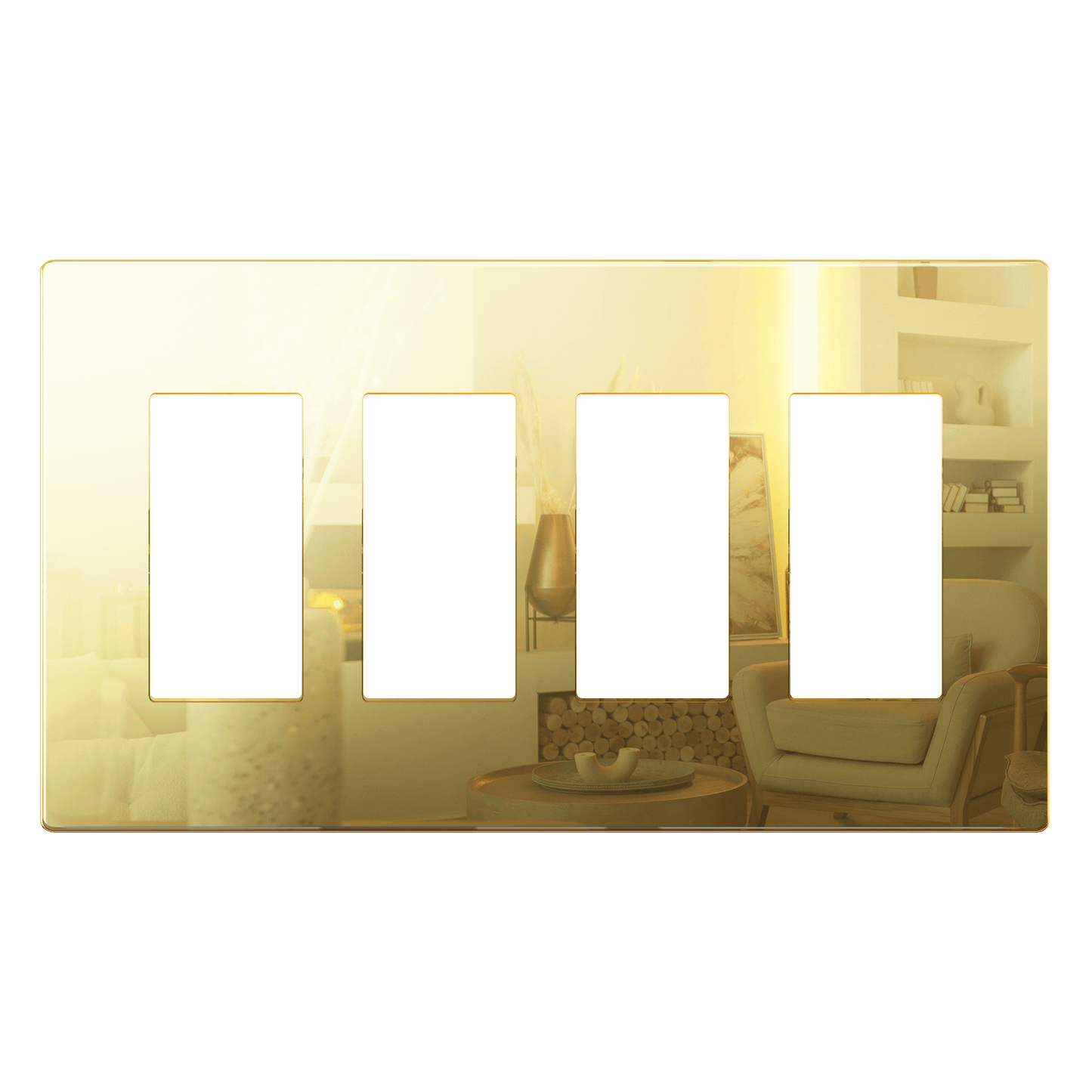 Decorator Screwless Wall Plate, Polycarbonate Thermoplastic/Mirrored Acrylic, Temperature and Impact Resistant/, 4-Gang, Mid-Size