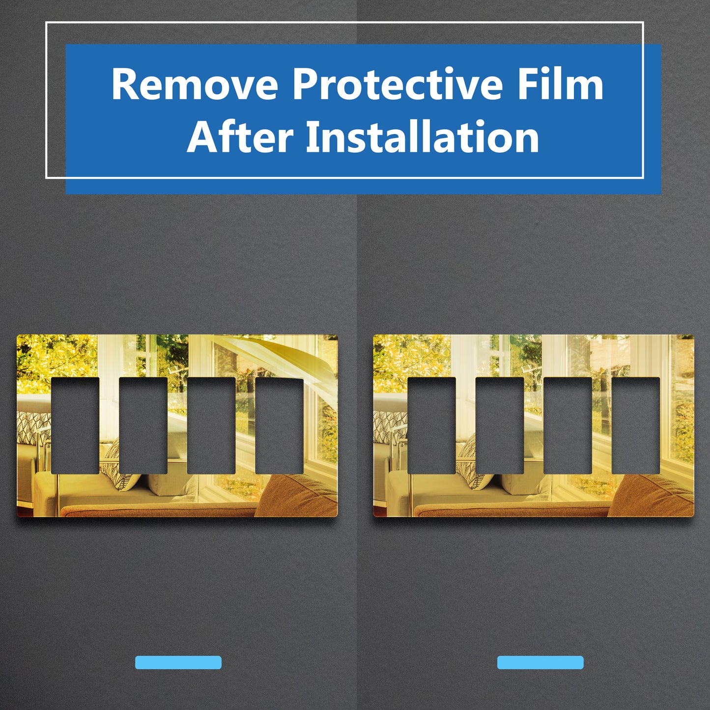 Screwless Acrylic Decorator Wall Plate, 4-Gang, Mid-Size