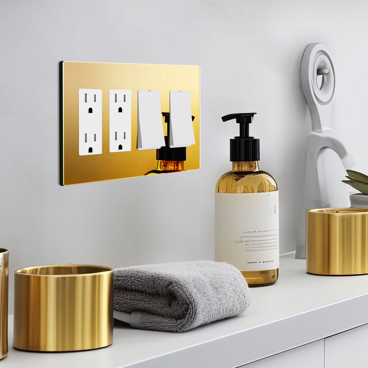 Screwless Acrylic Decorator Wall Plate, 4-Gang, Mid-Size