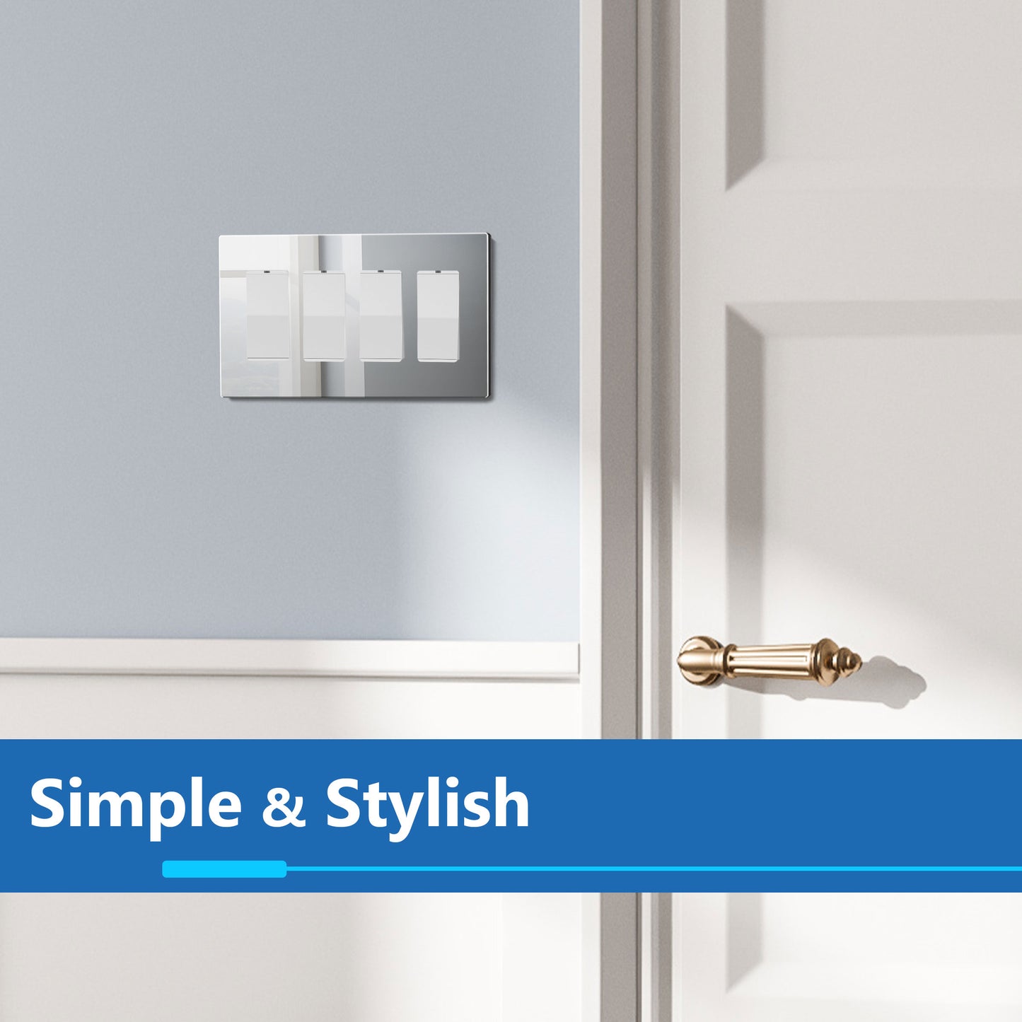 Screwless Acrylic Decorator Wall Plate, 4-Gang, Mid-Size