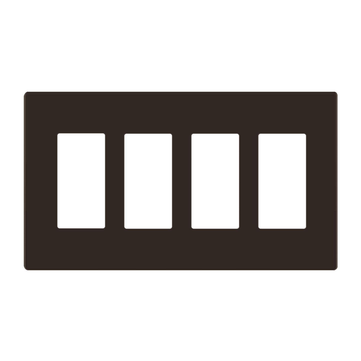 Decorator Screwless Wall Plate, Polycarbonate Thermoplastic/Mirrored Acrylic, Temperature and Impact Resistant/, 4-Gang, Mid-Size