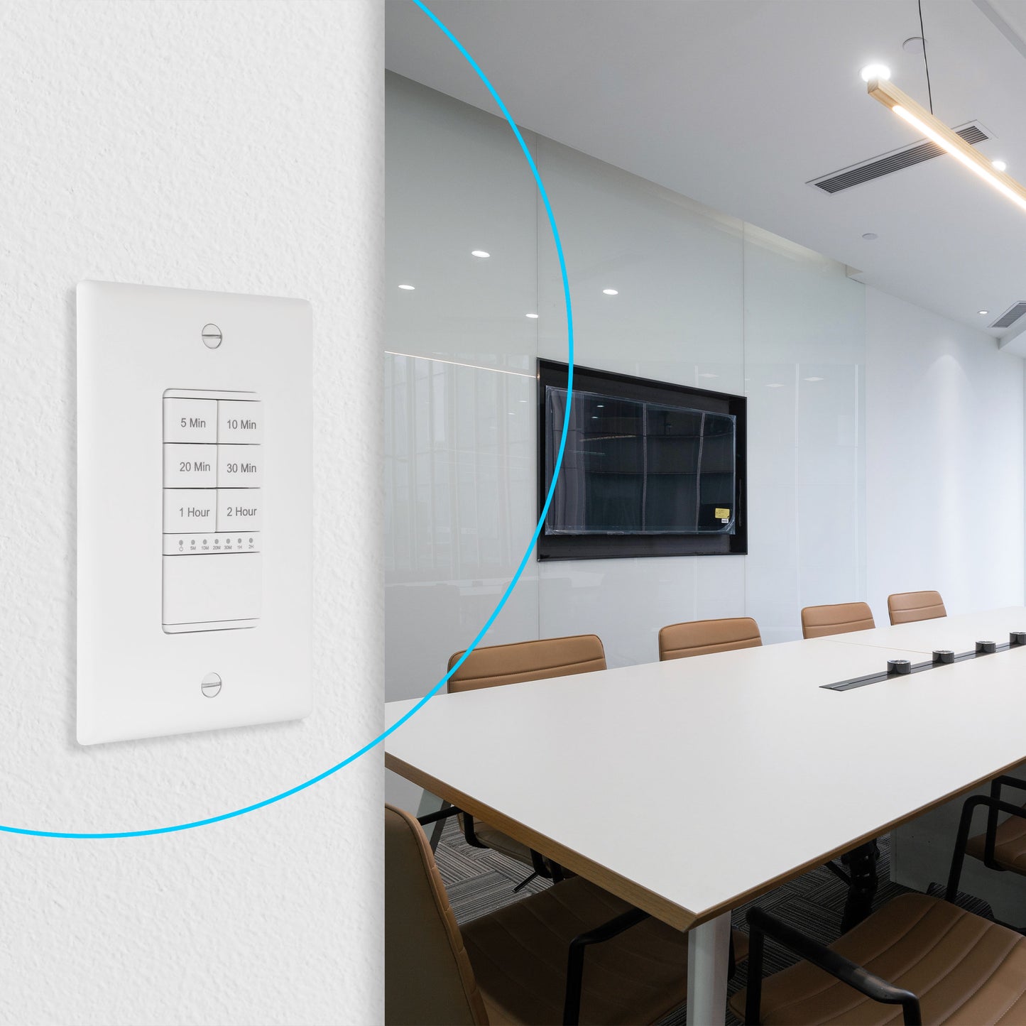2-Hour Countdown Timer Switch, In-Wall, Neutral Wire Required, LED Indicator, Timer for Fans or Lighting, Wall Plate Included