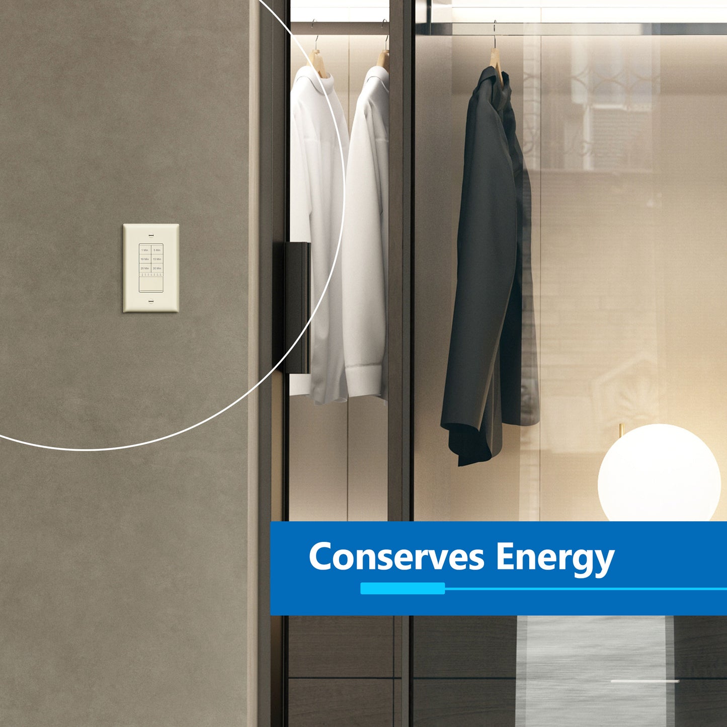 30-Minute Hour Countdown Timer Switch, In-Wall, Neutral Required, LED Indicator, Timer for Fans or Lighting, Wall Plate Included
