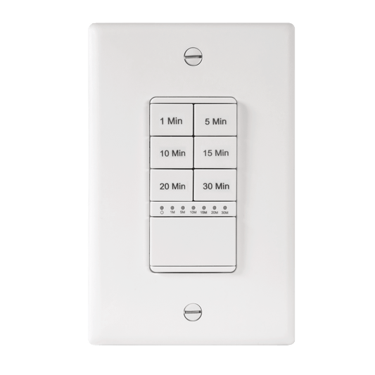 30-Minute Hour Countdown Timer Switch, In-Wall, Neutral Required, LED Indicator, Timer for Fans or Lighting, Wall Plate Included