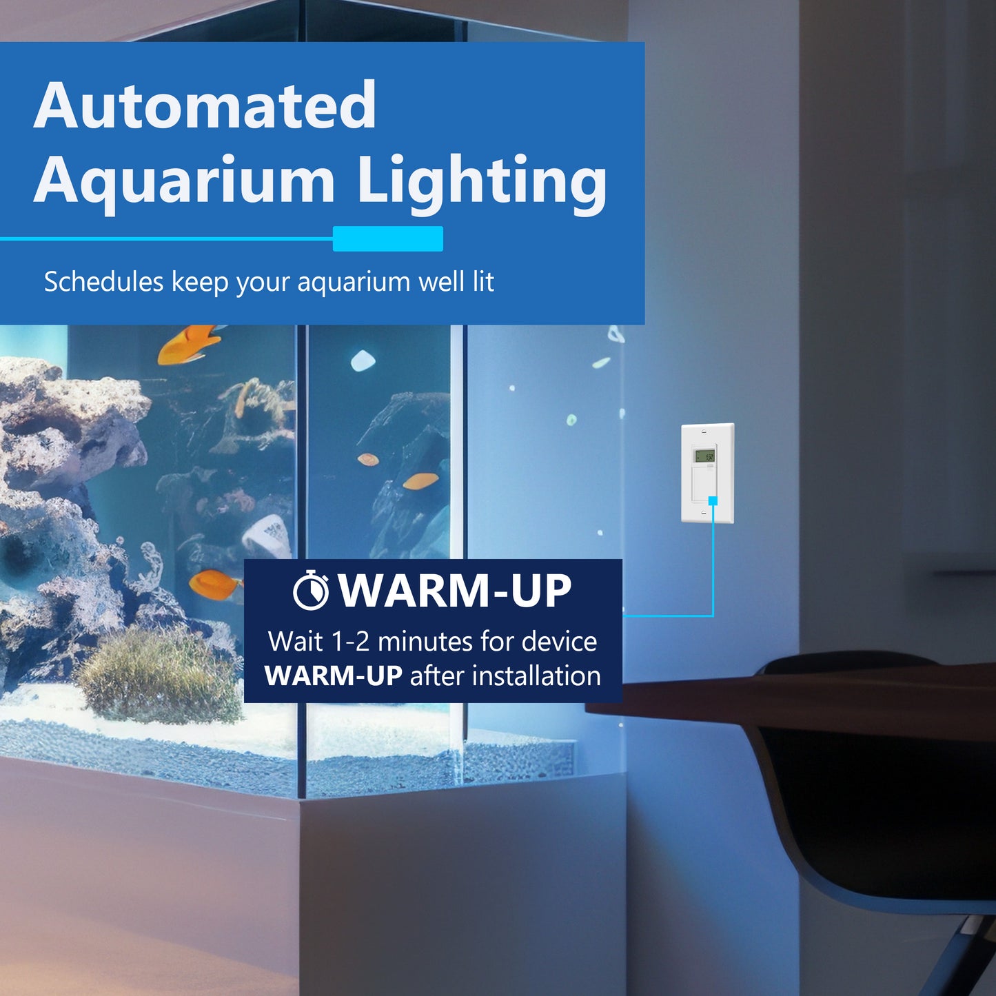 7-Day Programmable Digital Timer Switch, No Neutral Required, Ground Required, Manual Override and Random Mode, Wall Plate Included