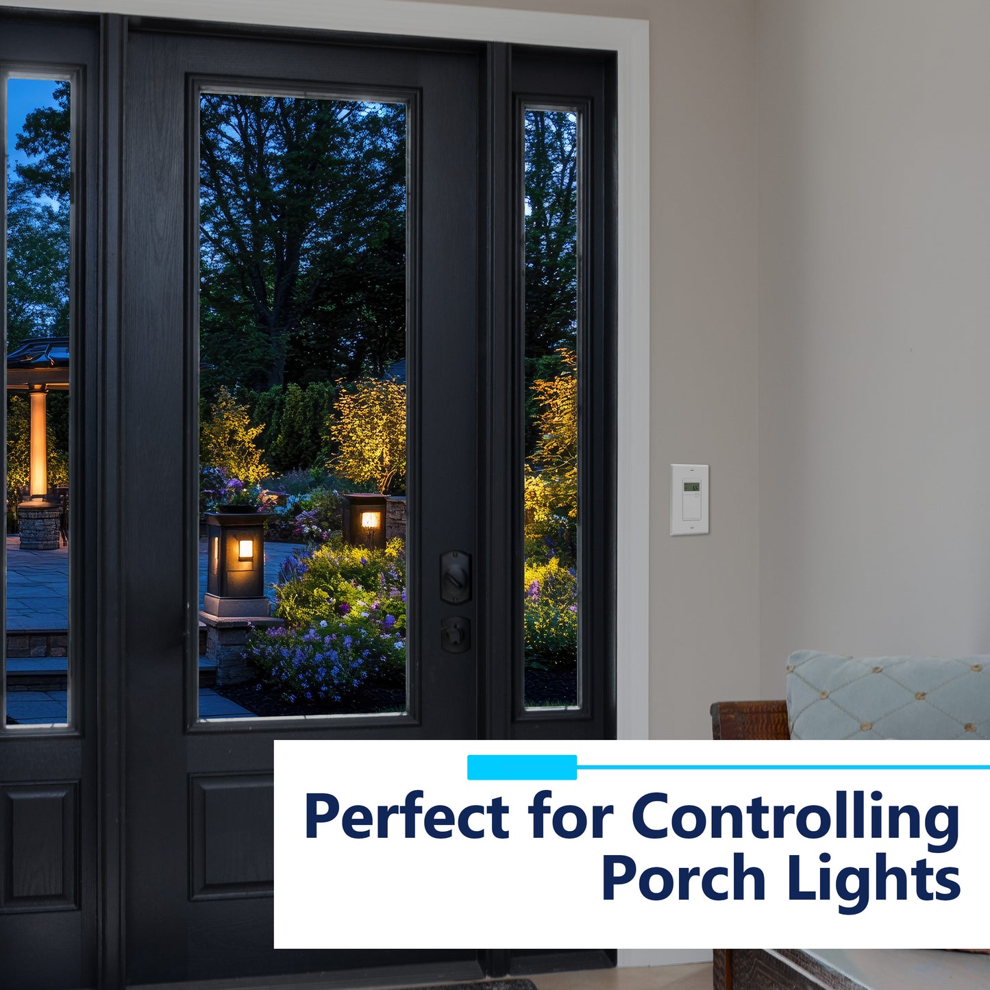 7-Day Programmable Digital Timer Switch, No Neutral Required, Ground Required, Manual Override and Random Mode, Wall Plate Included