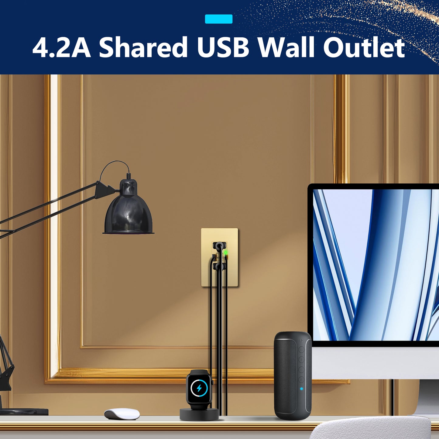 15A GFCI USB Outlet, Tamper-Resistant Receptacle with Self-Test, LED Indicator, USB 1A1C