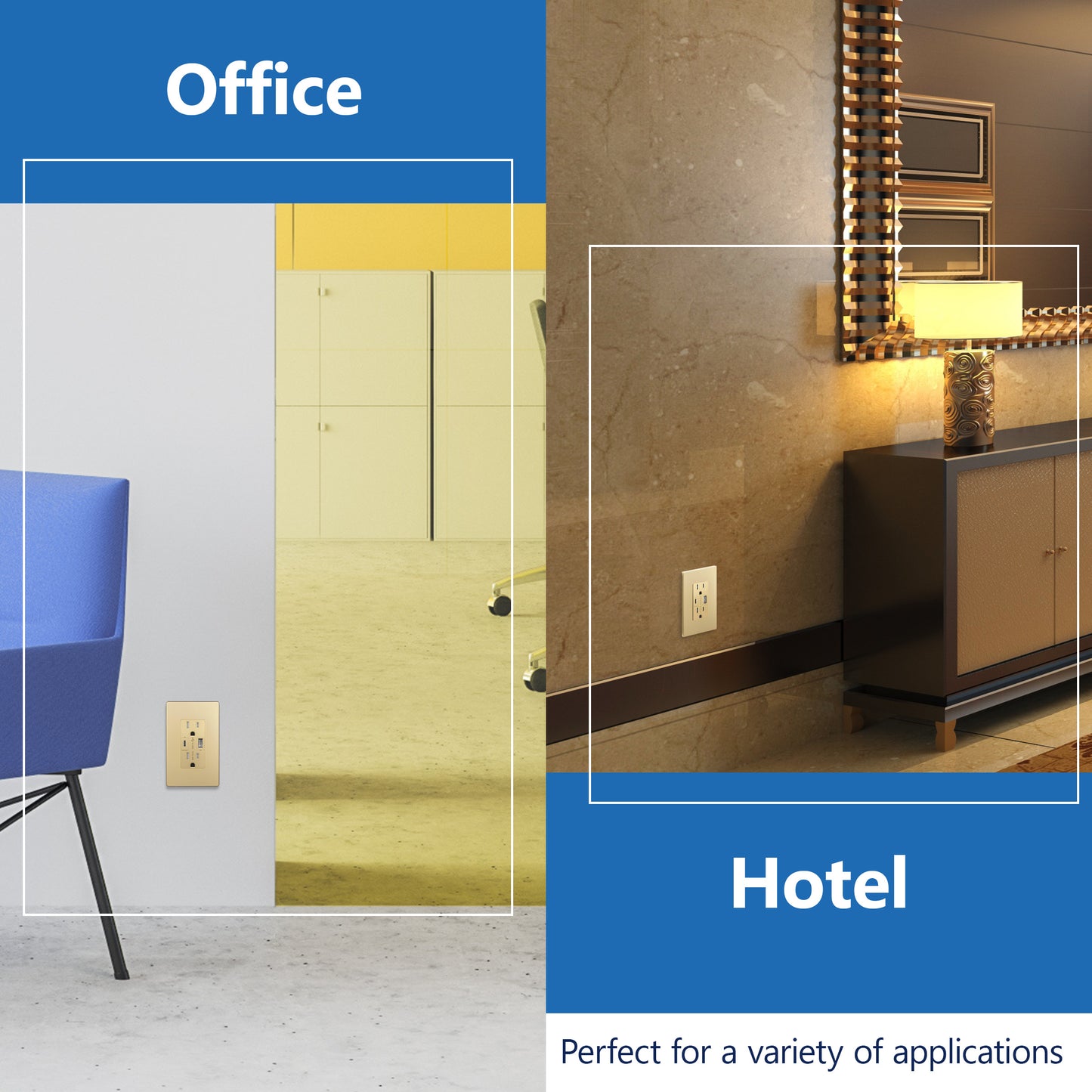 USB Type-A and Type-C charger with 15A Tamper-Resistant Receptacles, Duplex Receptacle with 1 USB Type-A and 1 USB Type-C Charging Ports (Max 30W), Power Delivery, Interchangeable Face Cover, Wall Plate Included