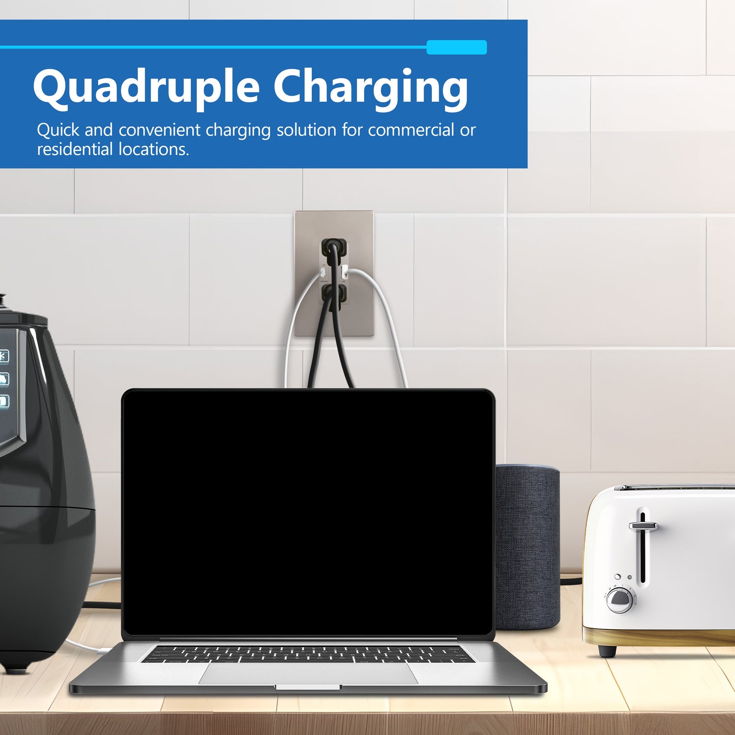 USB Type-A and Type-C charger with 15A Tamper-Resistant Receptacles, Duplex Receptacle with 1 USB Type-A and 1 USB Type-C Charging Ports (Max 30W), Power Delivery, Interchangeable Face Cover, Wall Plate Included