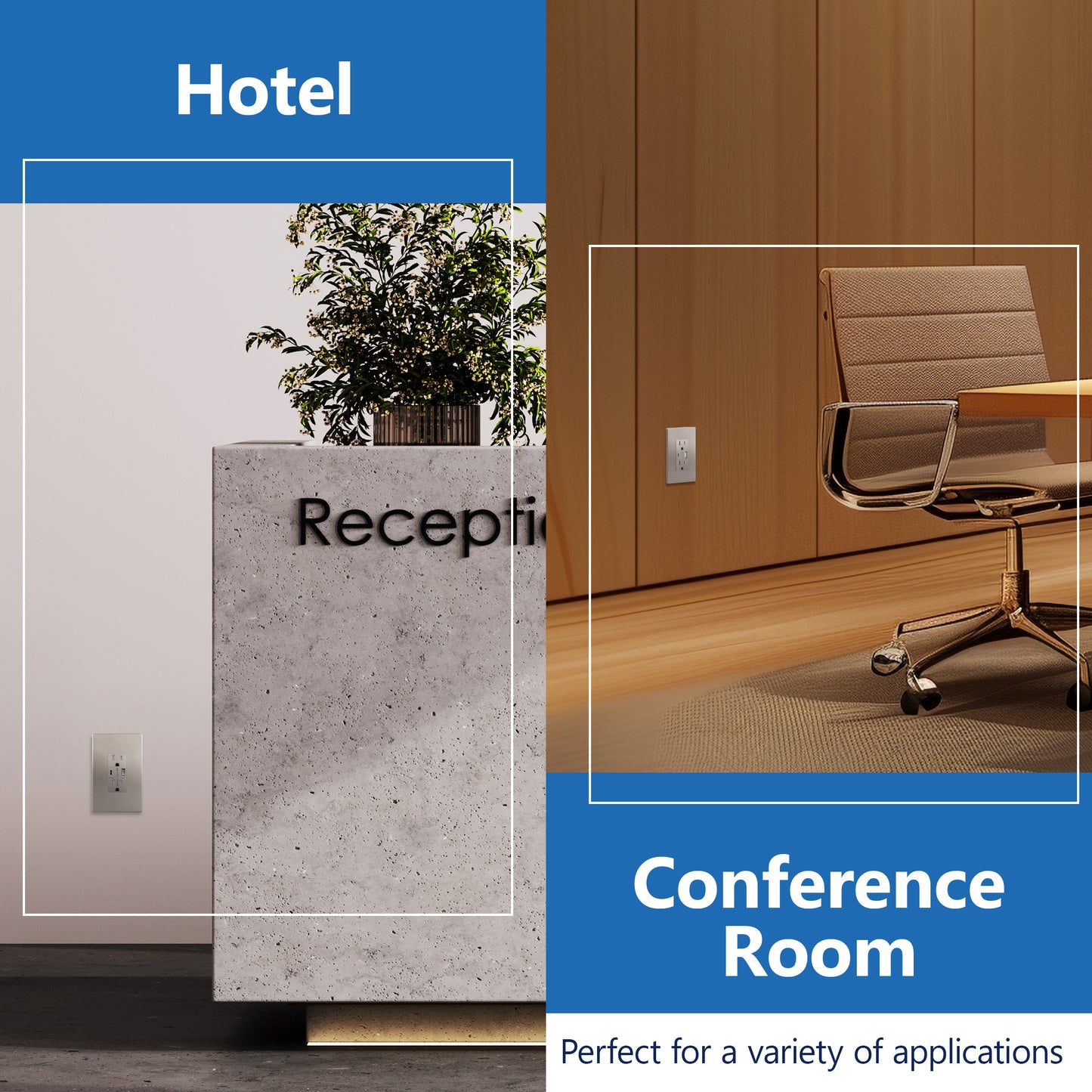 USB Type-A and Type-C charger with 15A Tamper-Resistant Receptacles, Duplex Receptacle with 1 USB Type-A and 1 USB Type-C Charging Ports (Max 30W), Power Delivery, Interchangeable Face Cover, Wall Plate Included
