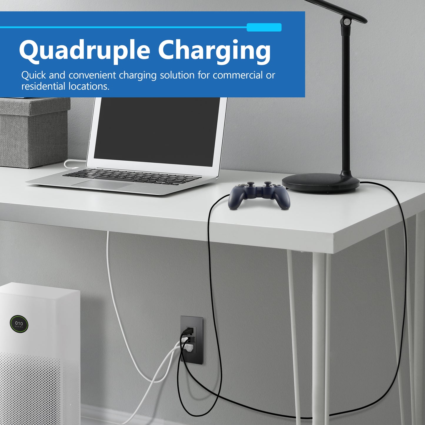 USB Type-A and Type-C charger with 15A Tamper-Resistant Receptacles, Duplex Receptacle with 1 USB Type-A and 1 USB Type-C Charging Ports (Max 30W), Power Delivery, Interchangeable Face Cover, Wall Plate Included